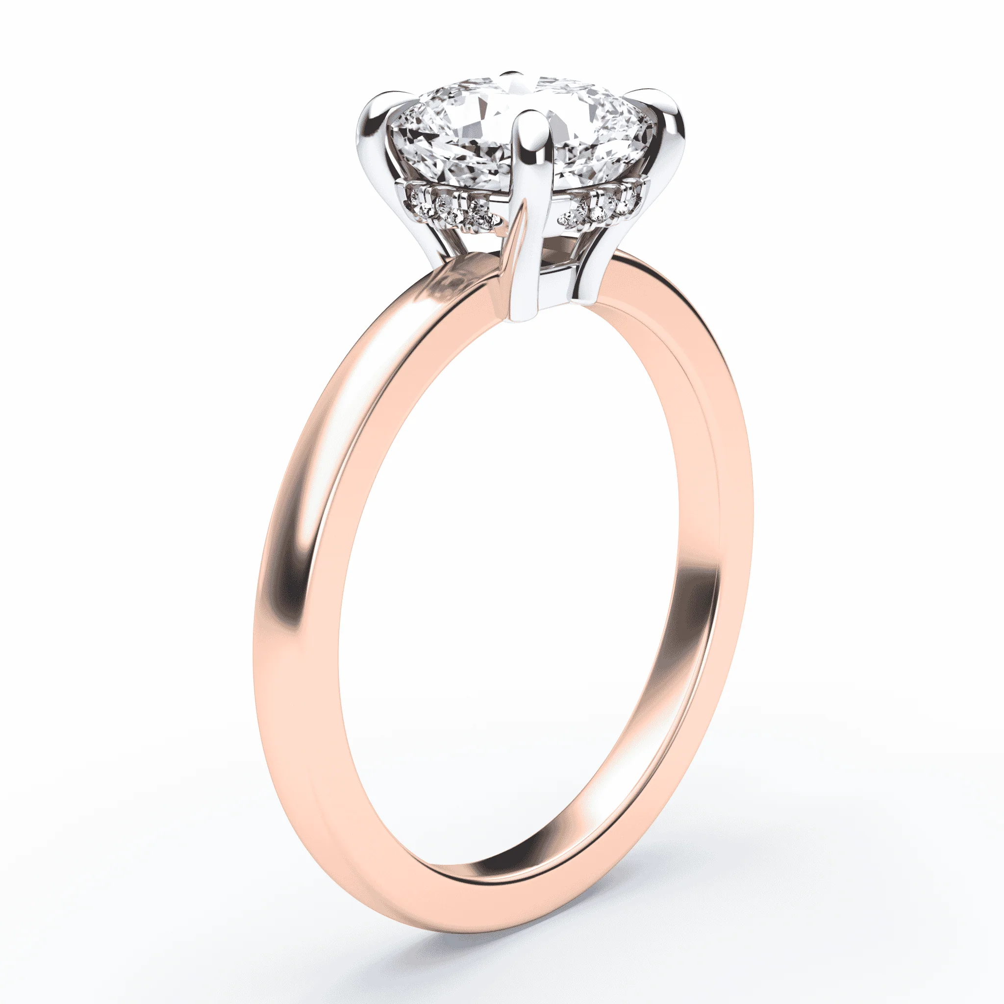 Cushion Cut Low Hidden Halo Ring
