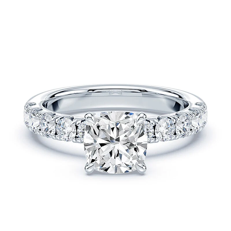 Cushion Cut Low Hidden Halo Wide Pave