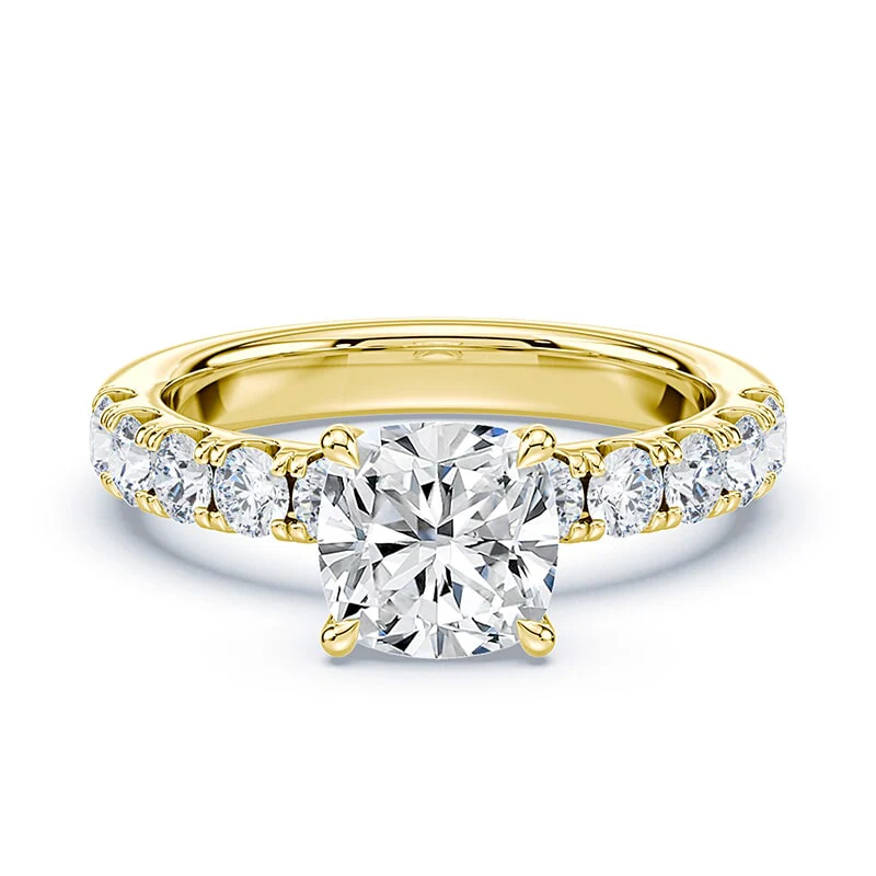 Cushion Cut Low Hidden Halo Wide Pave