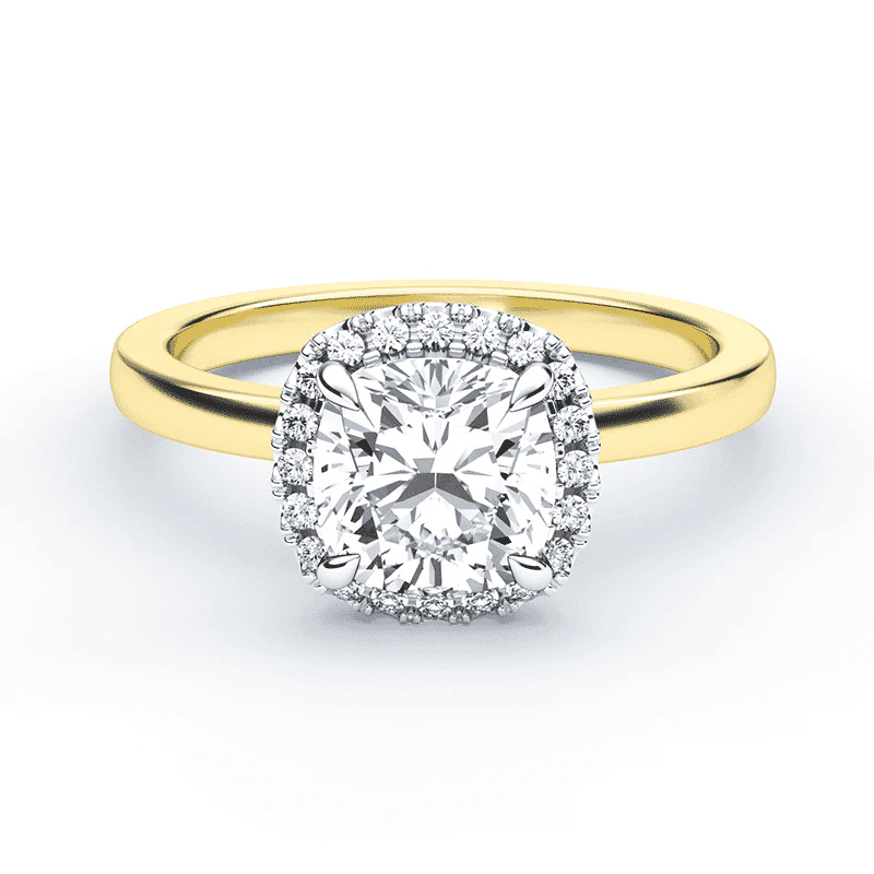 Cushion Cut Simple Halo Ring