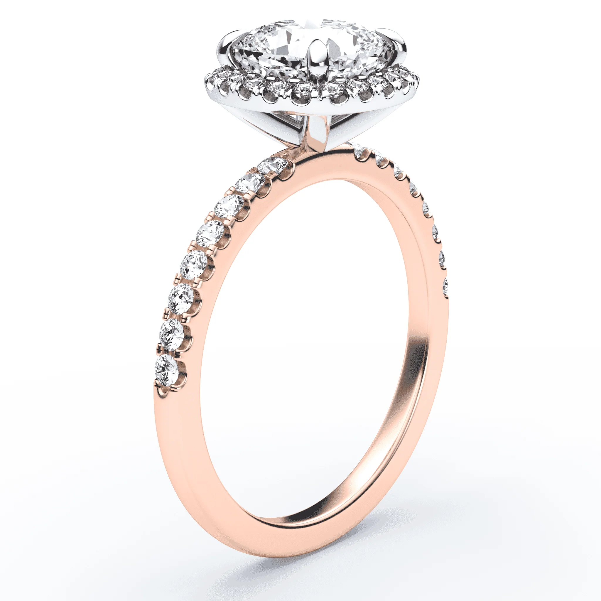 Cushion Cut Simple Halo Pave Ring - Image 2