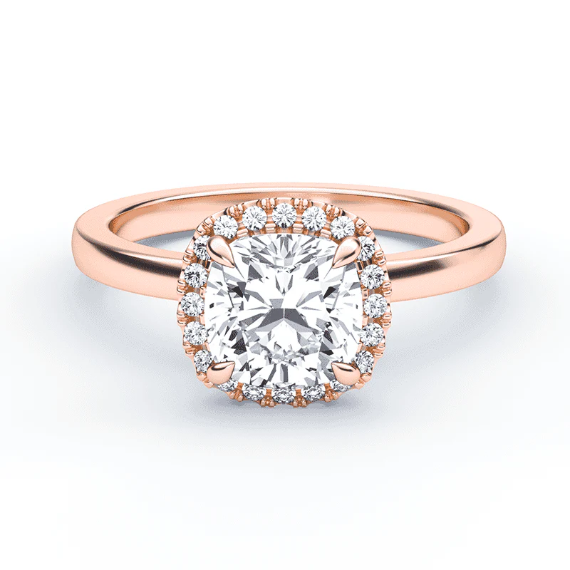 Cushion Cut Simple Halo Ring