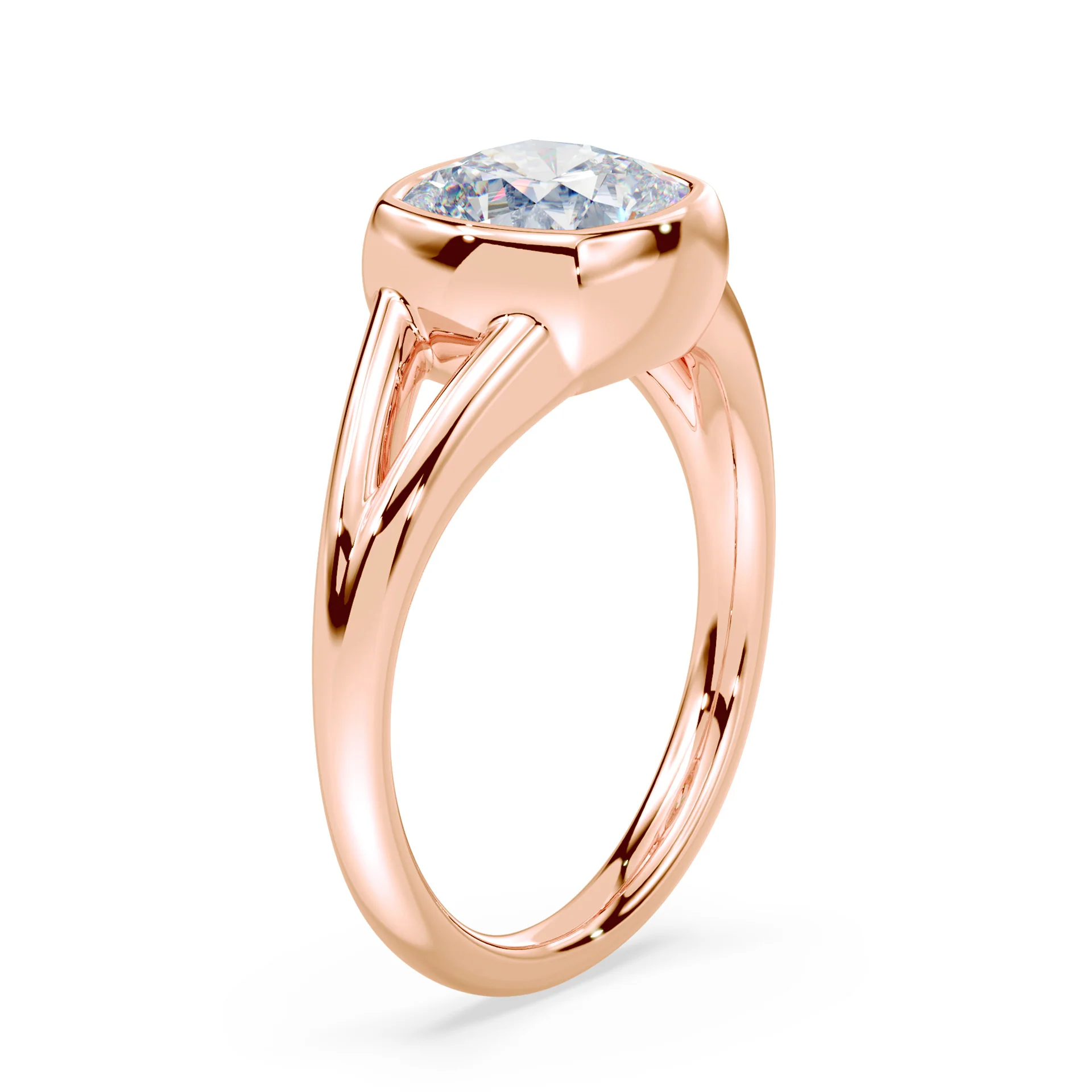 Cushion Cut Split Shank Bezel Ring - Image 2