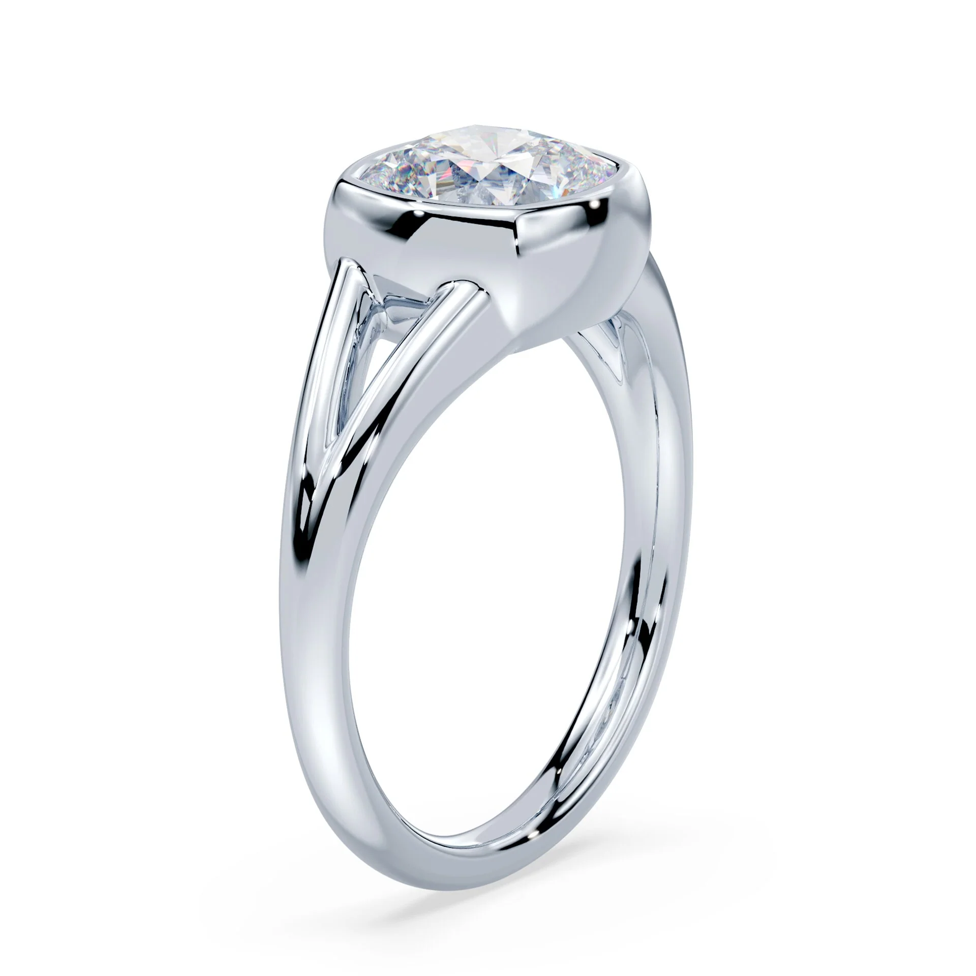 Cushion Cut Split Shank Bezel Ring - Image 2