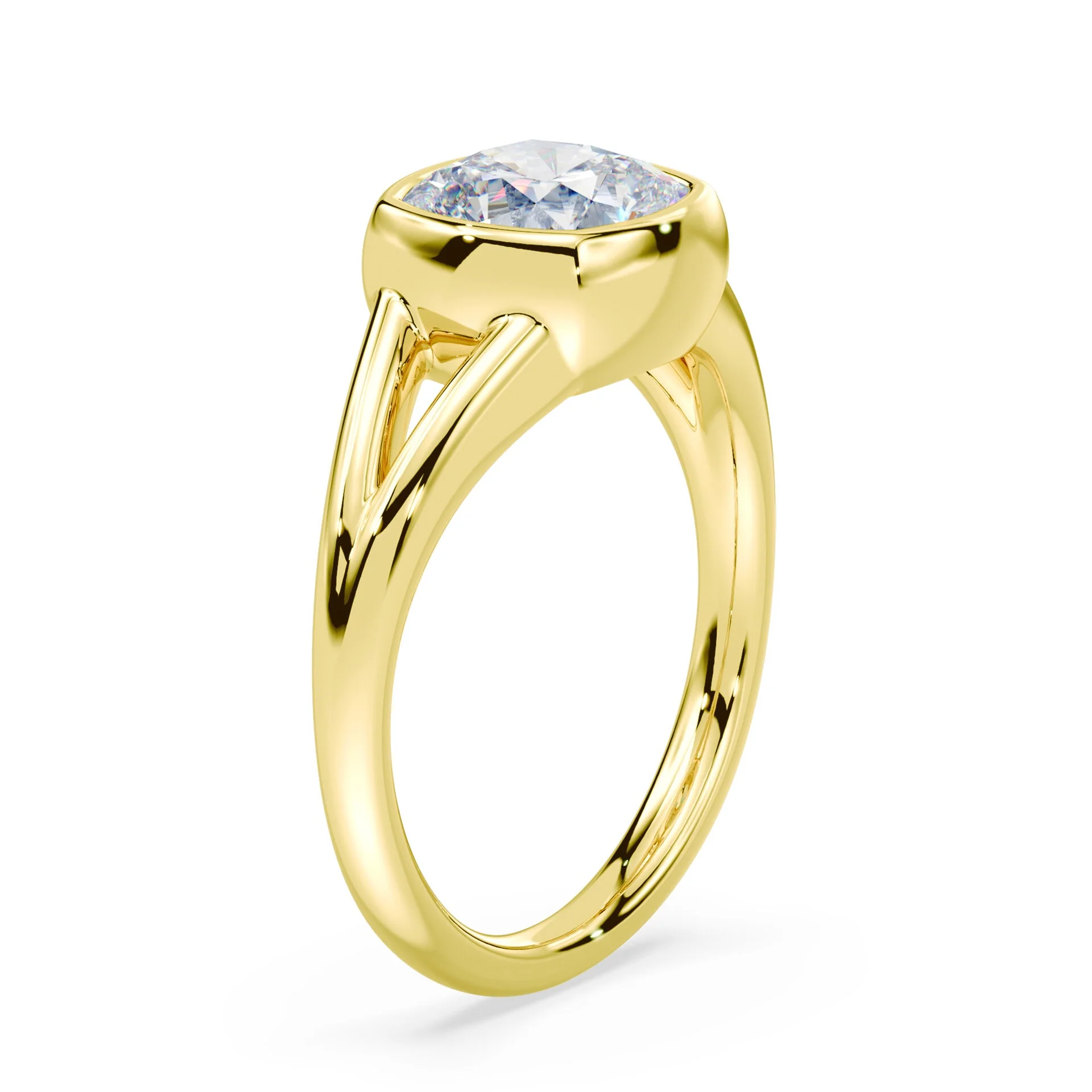 Cushion Cut Split Shank Bezel Ring - Image 2