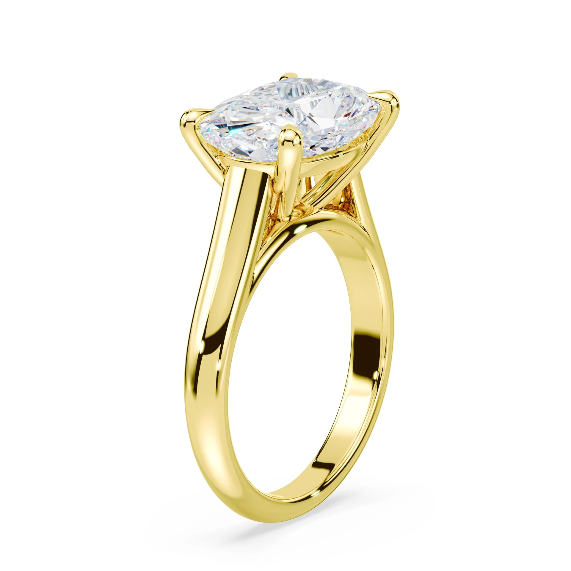 East-West Cushion Cut Cathedral Ring - Image 2