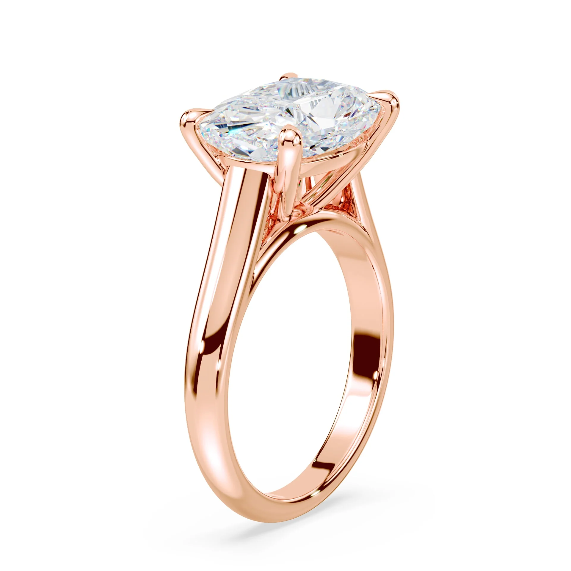 East-West Cushion Cut Cathedral Ring - Image 2