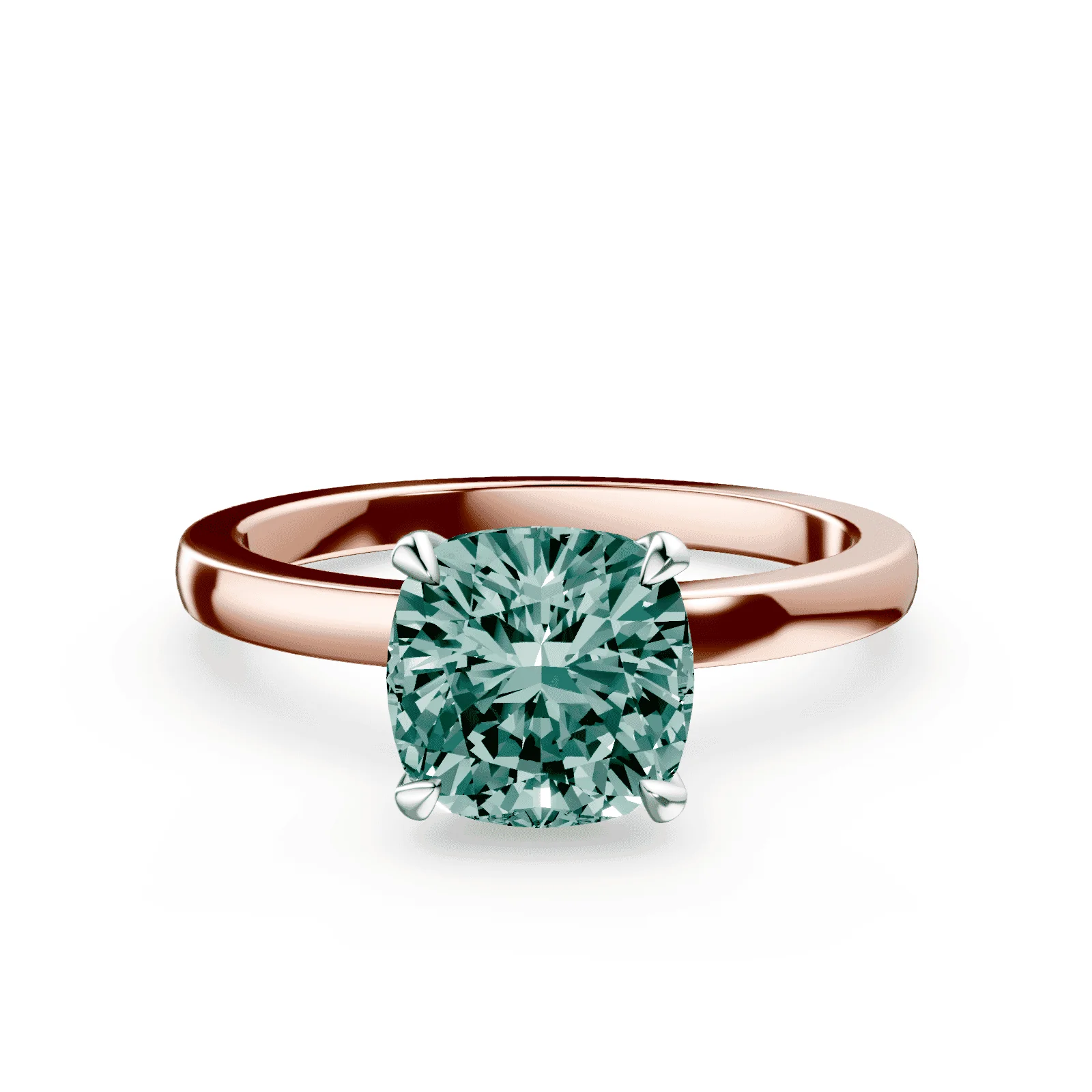 Cushion Cut Green Diamond Ring