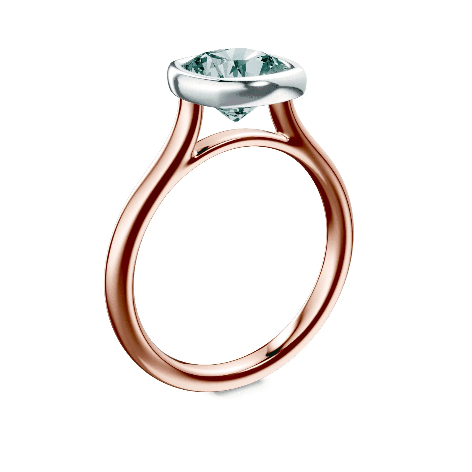 Cushion Cut Cathedral Bezel Green Diamond Ring - Image 2