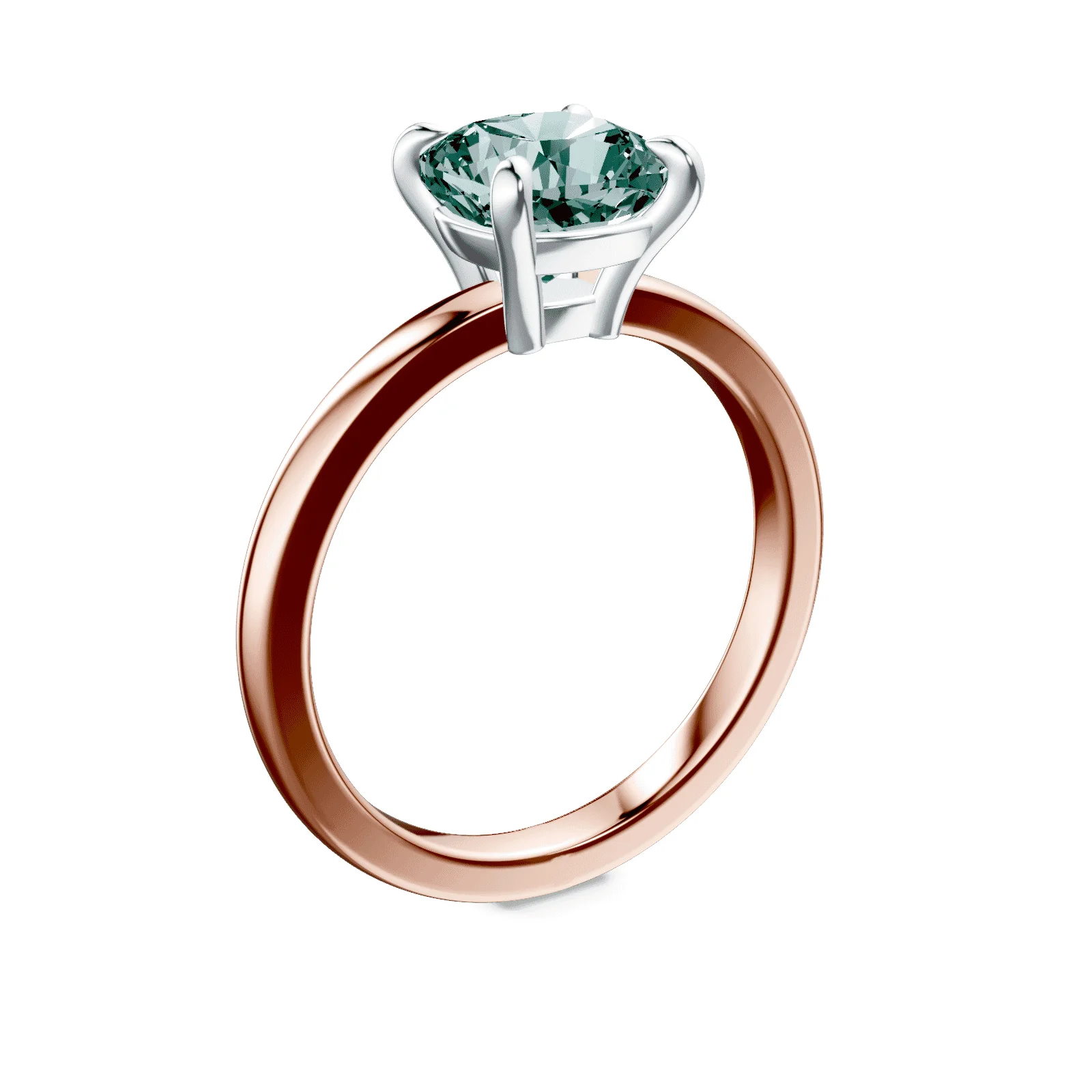 Cushion Cut Low Profile Green Diamond Ring - Image 2