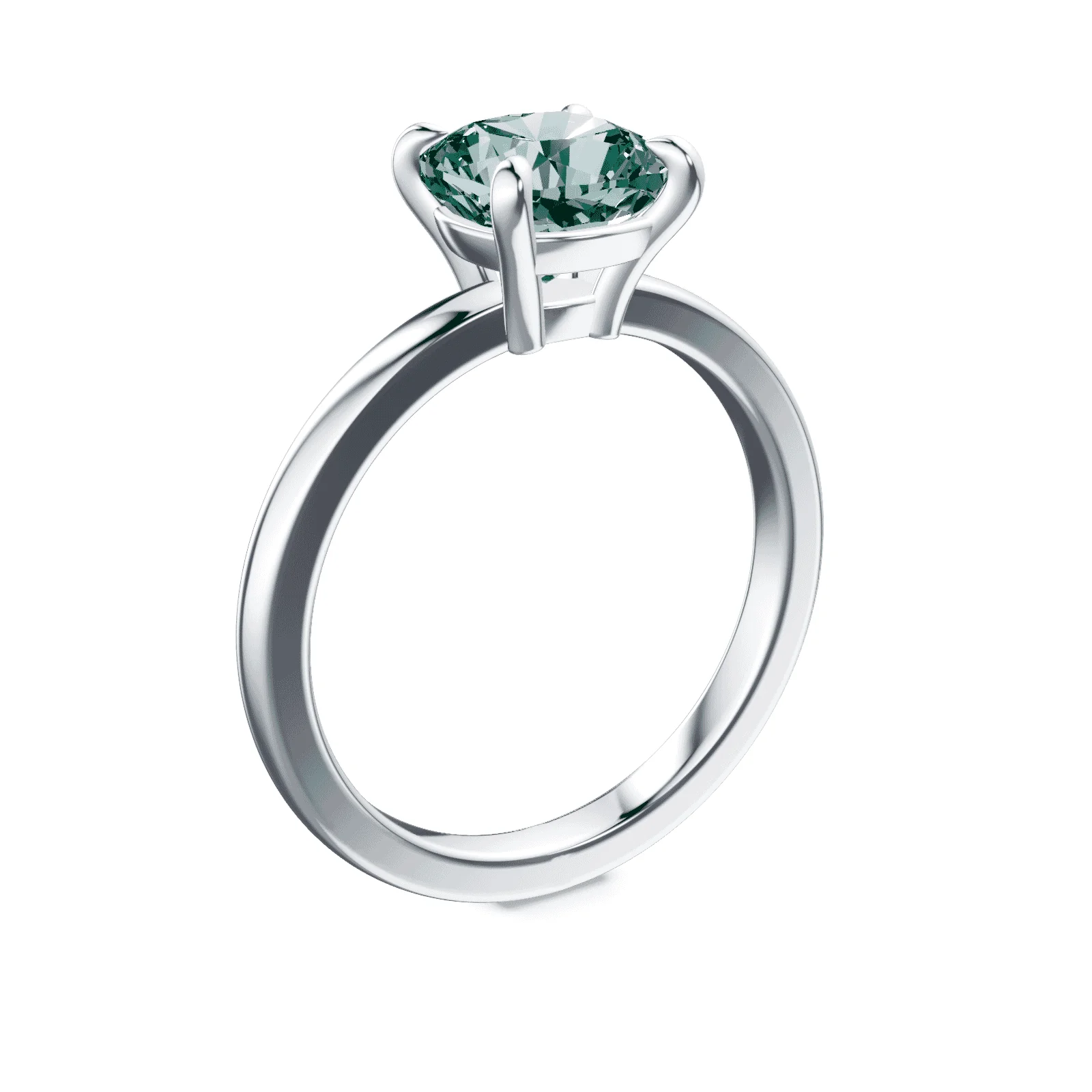 Cushion Cut Low Profile Green Diamond Ring - Image 2