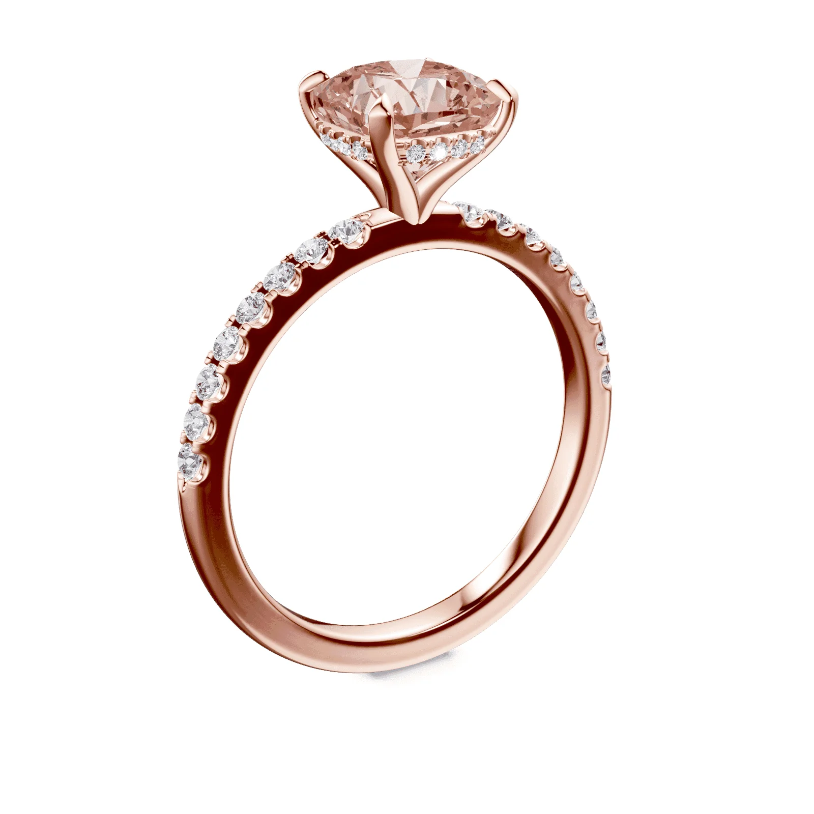 Cushion Cut Pink Diamond Pave Ring - Image 2