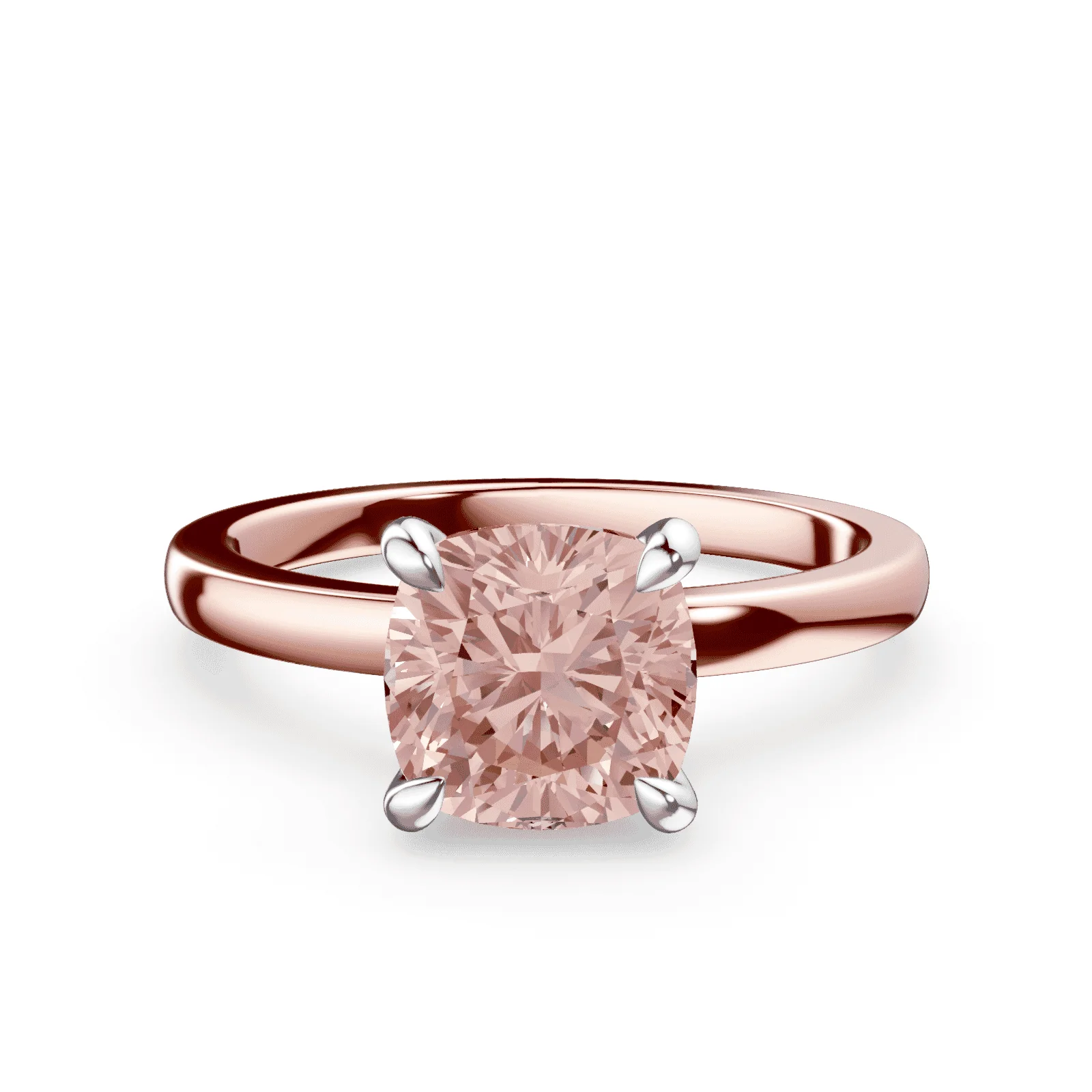 Cushion Cut Low Profile Pink Diamond Ring