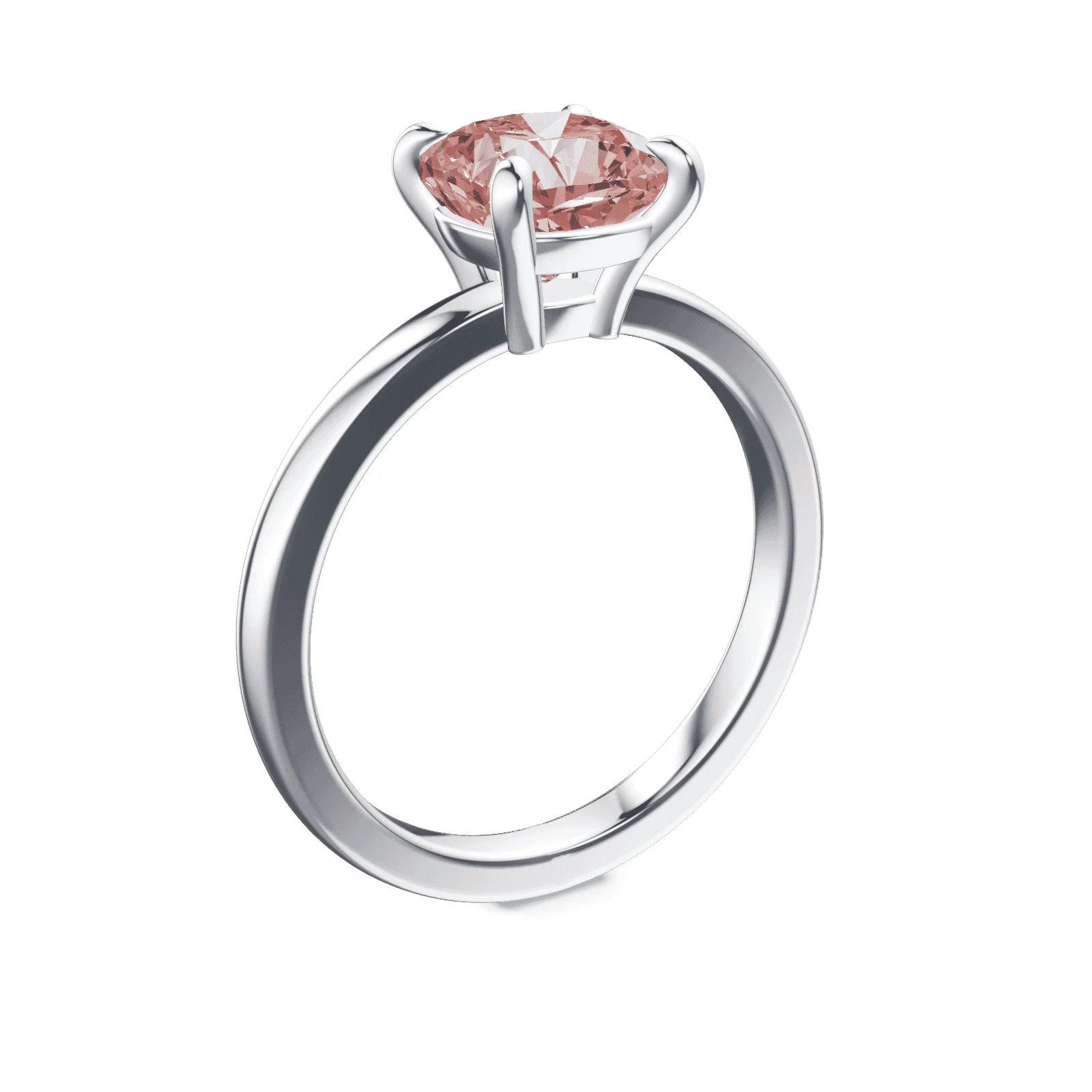 Cushion Cut Low Profile Pink Diamond Ring - Image 2