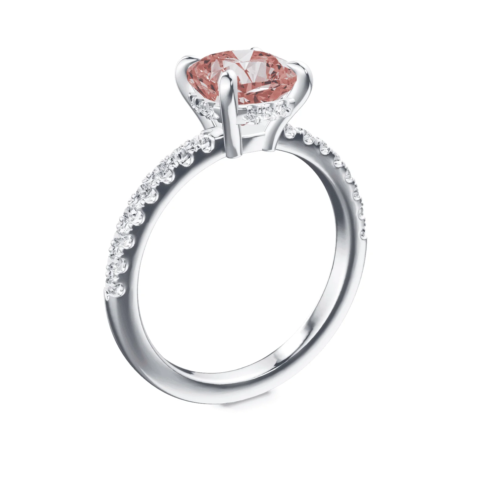 Cushion Cut Low Profile Pink Pave Ring - Image 2