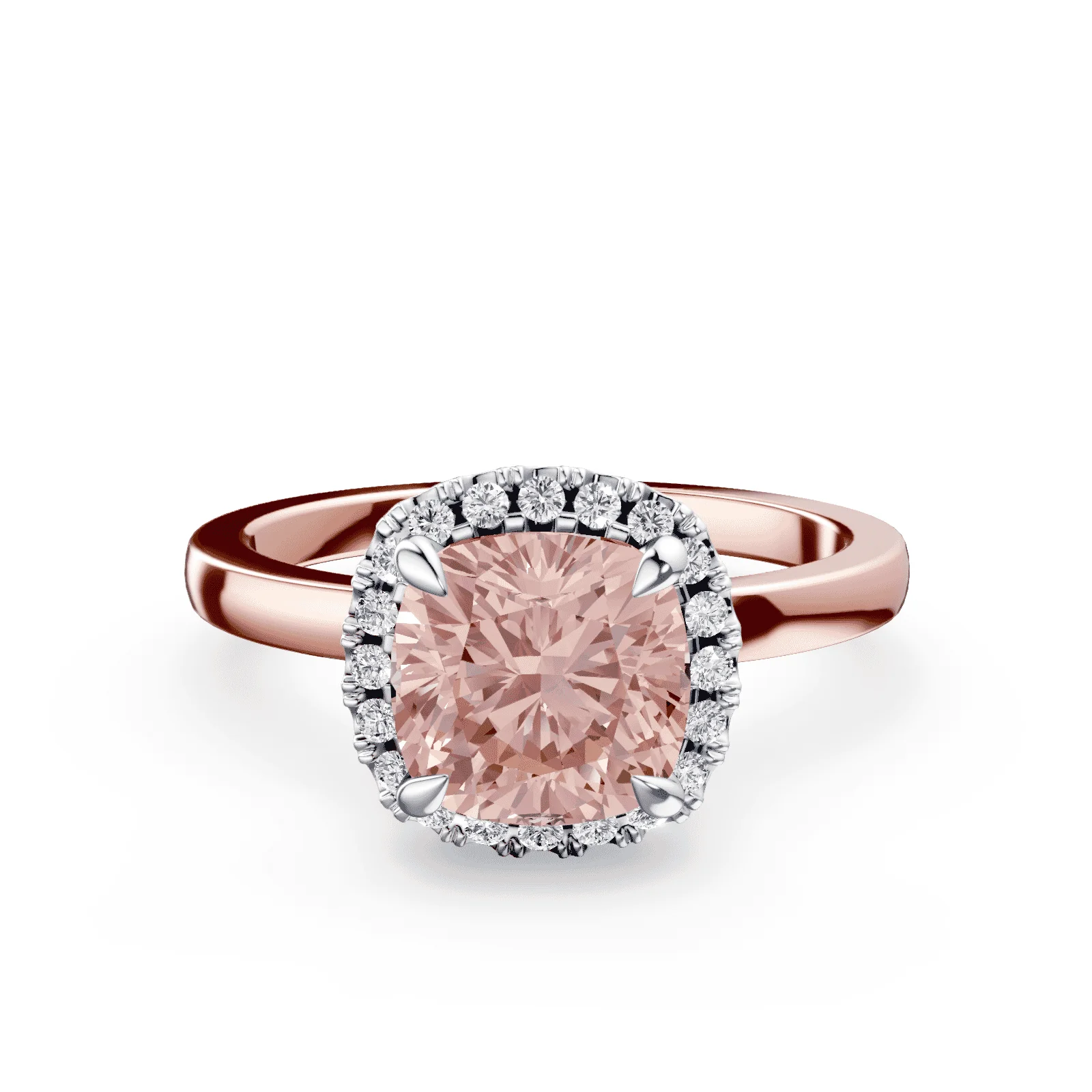 Cushion Cut Halo Pink Diamond Ring