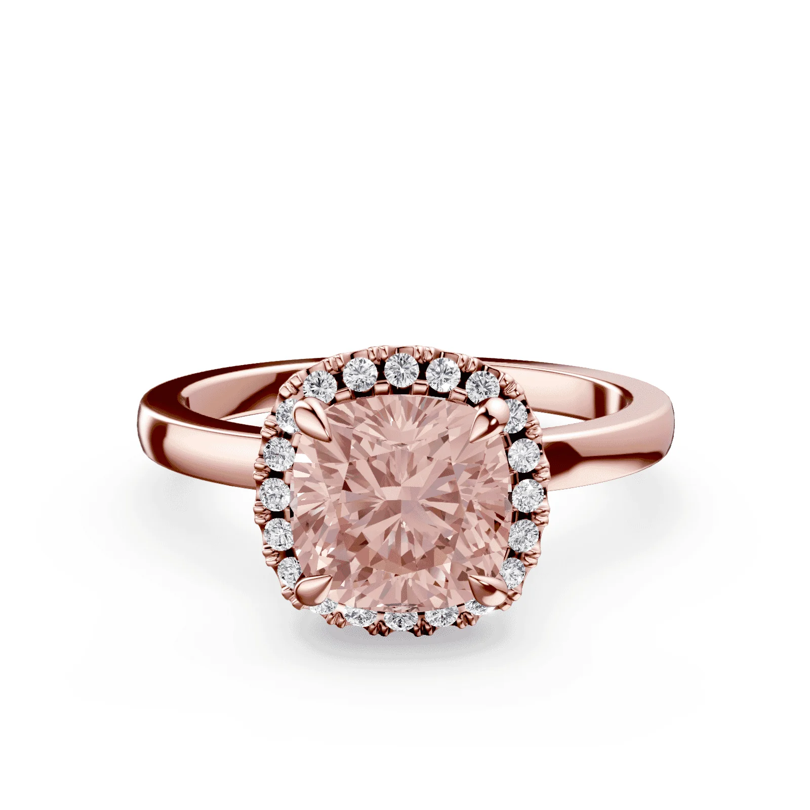 Cushion Cut Halo Pink Diamond Ring
