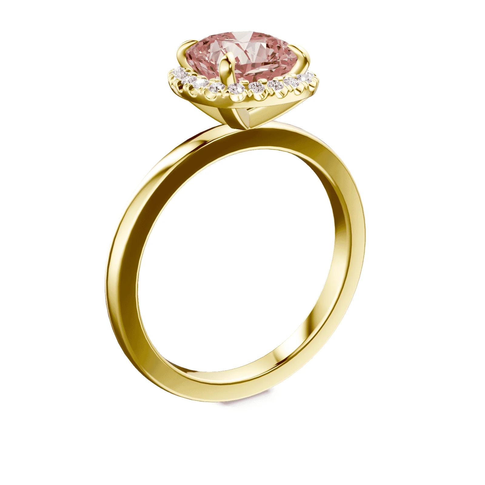 Cushion Cut Halo Pink Diamond Ring - Image 2