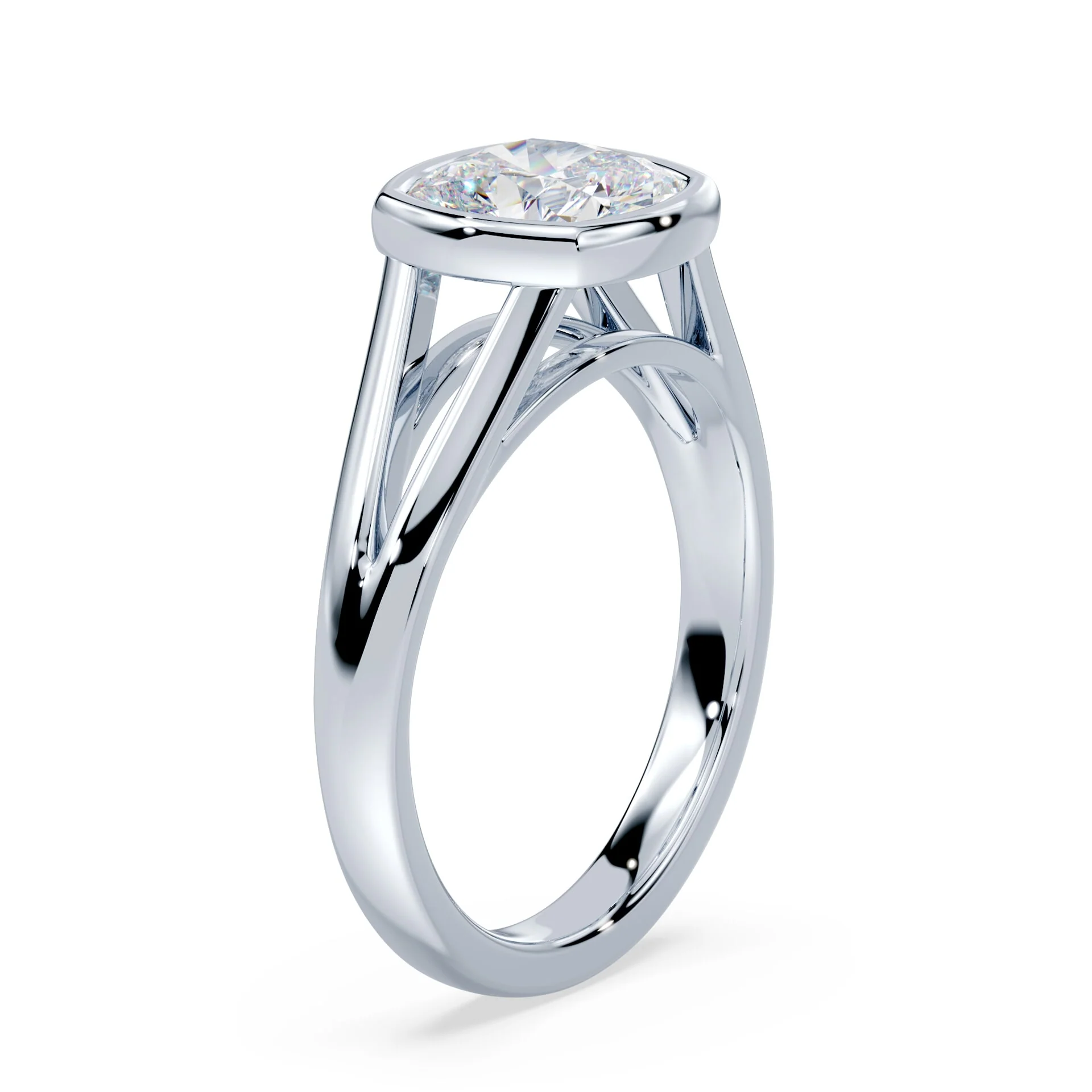 Cushion Cut Split Cathedral Bezel Ring - Image 2
