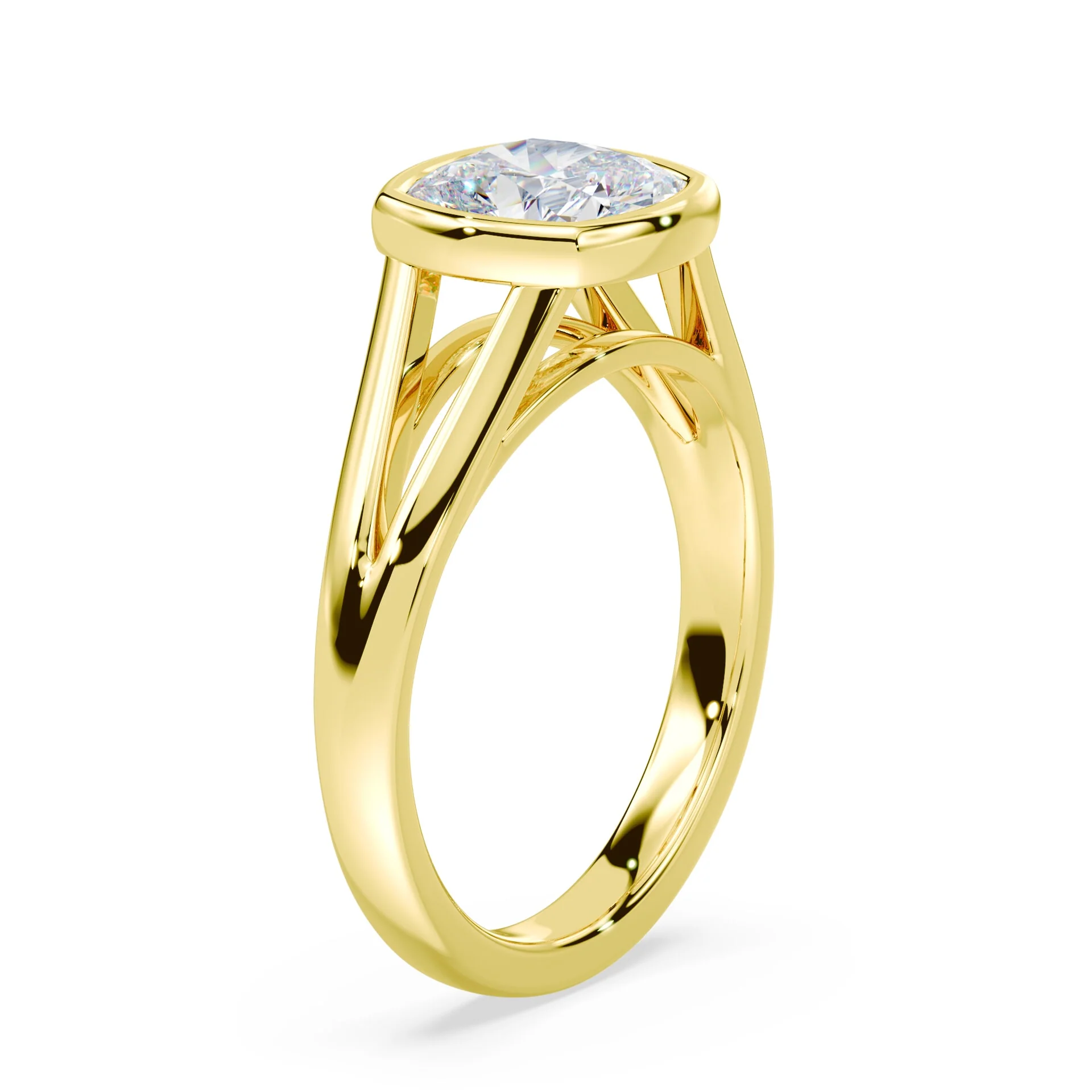 Cushion Cut Split Cathedral Bezel Ring - Image 2