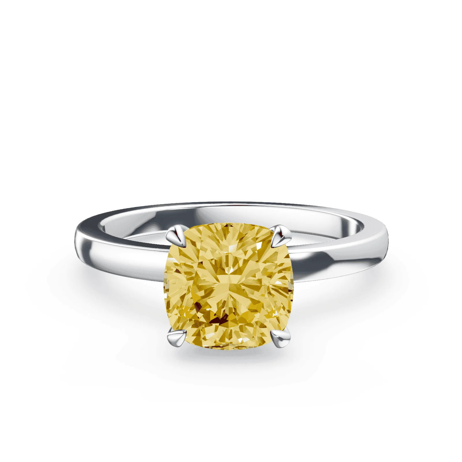 Cushion Cut Yellow Diamond Ring