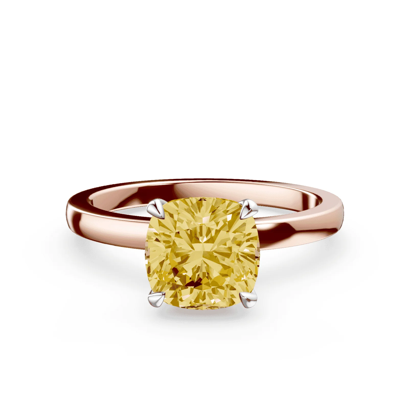 Cushion Cut Yellow Diamond Ring