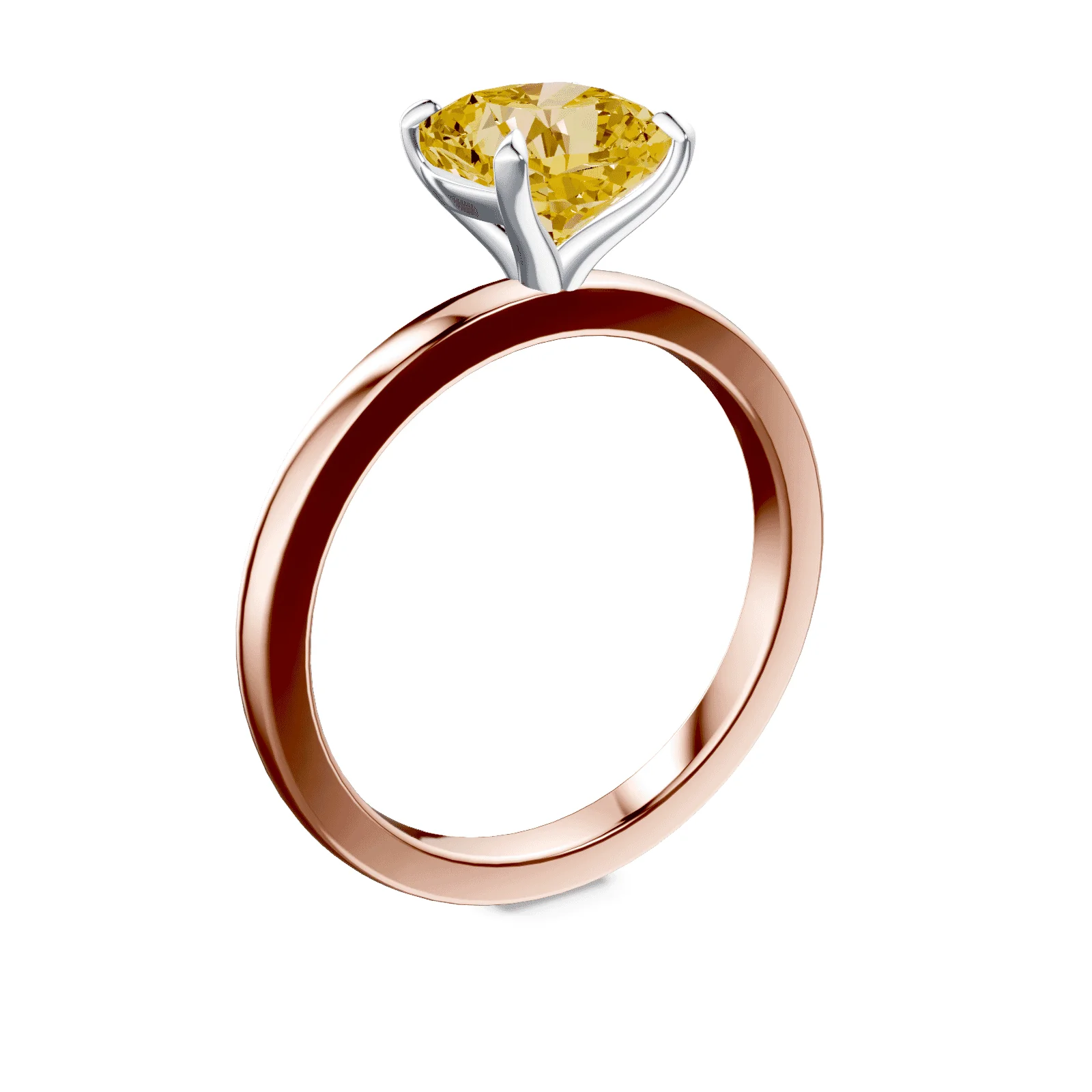 Cushion Cut Yellow Diamond Ring - Image 2