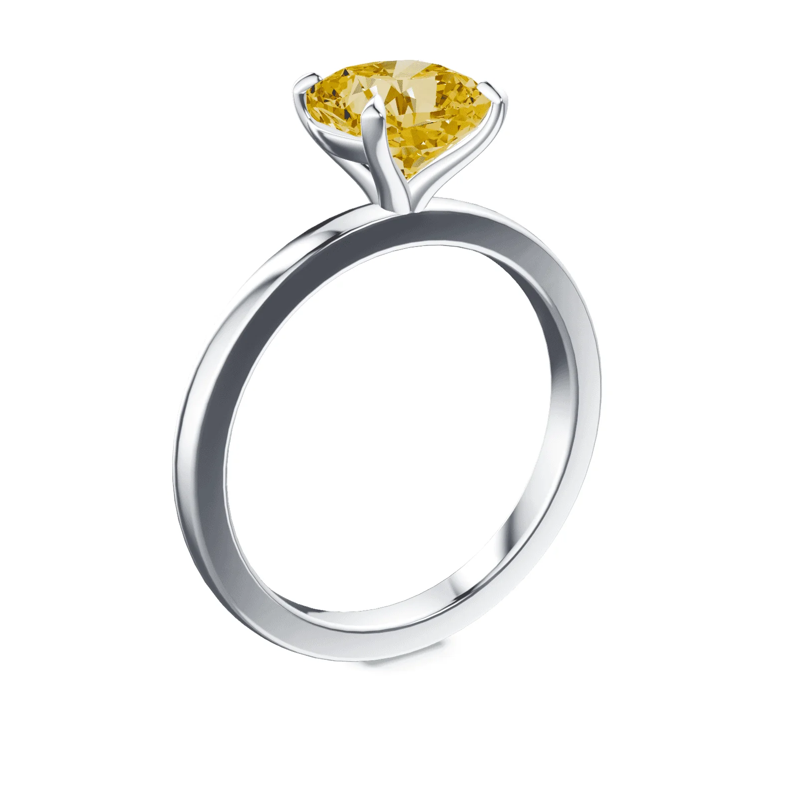 Cushion Cut Yellow Diamond Ring - Image 2
