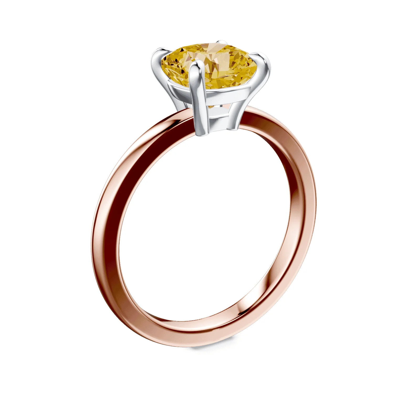 Cushion Cut Low Profile Yellow Diamond Ring - Image 2