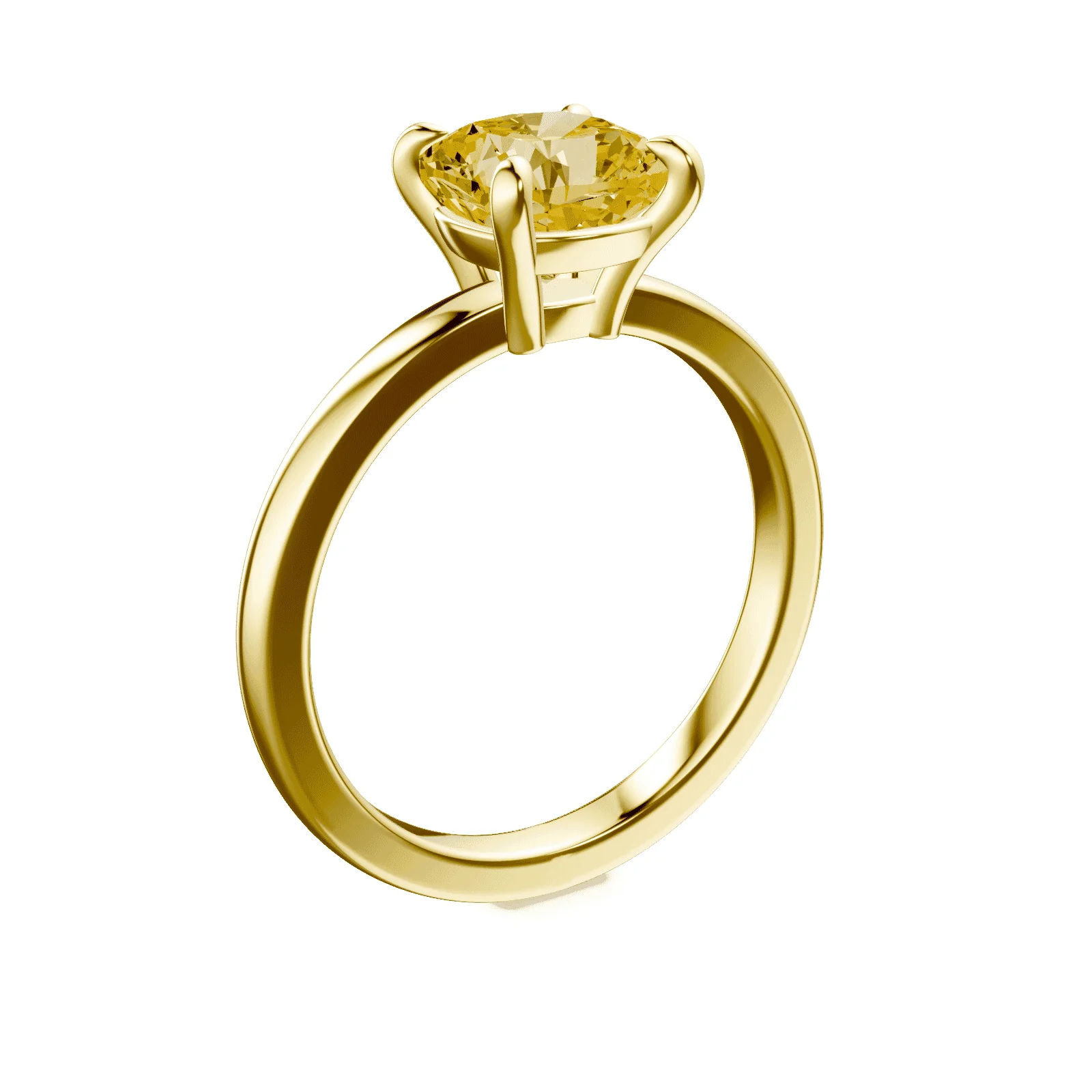 Cushion Cut Low Profile Yellow Diamond Ring - Image 2