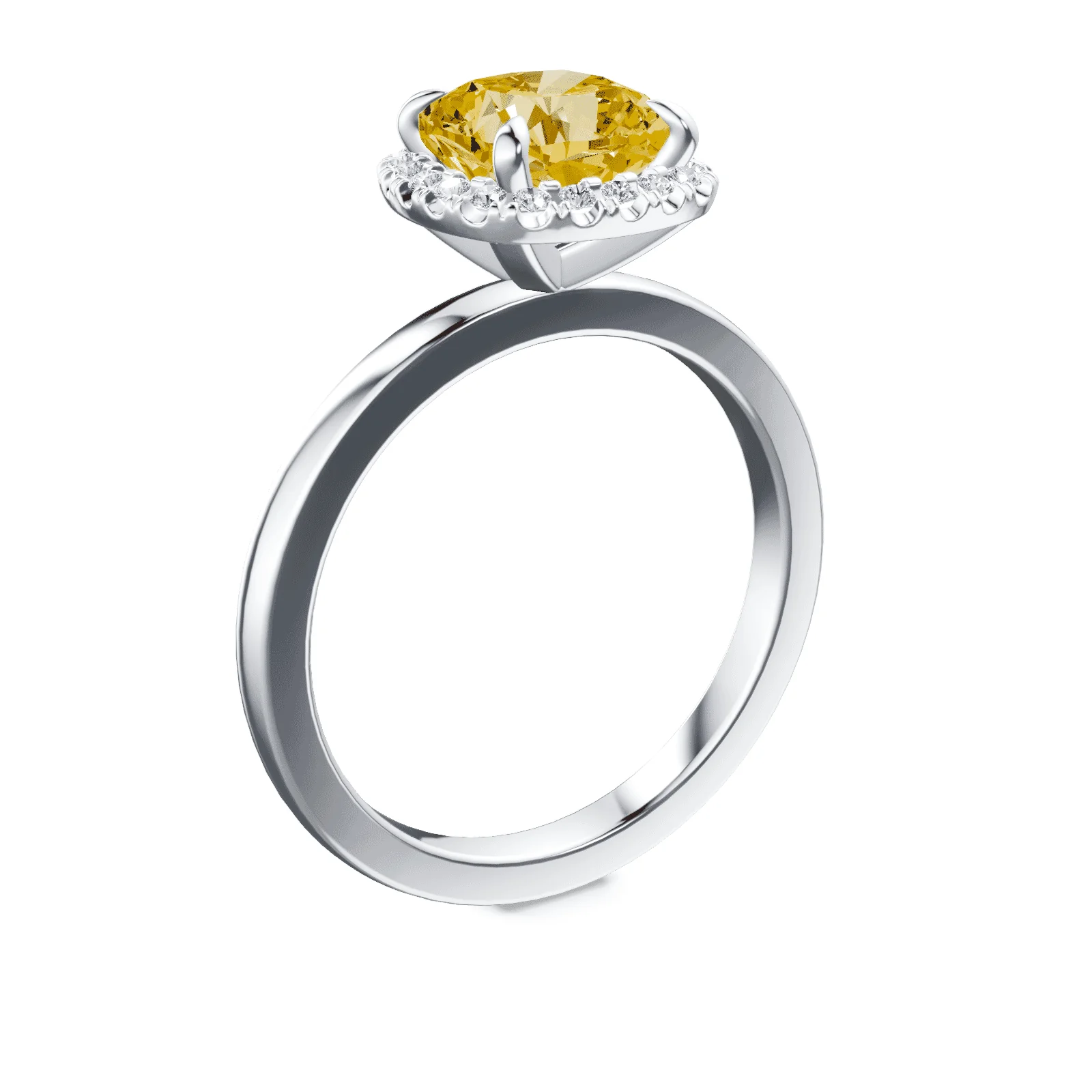 Cushion Cut Halo Yellow Diamond Ring - Image 2