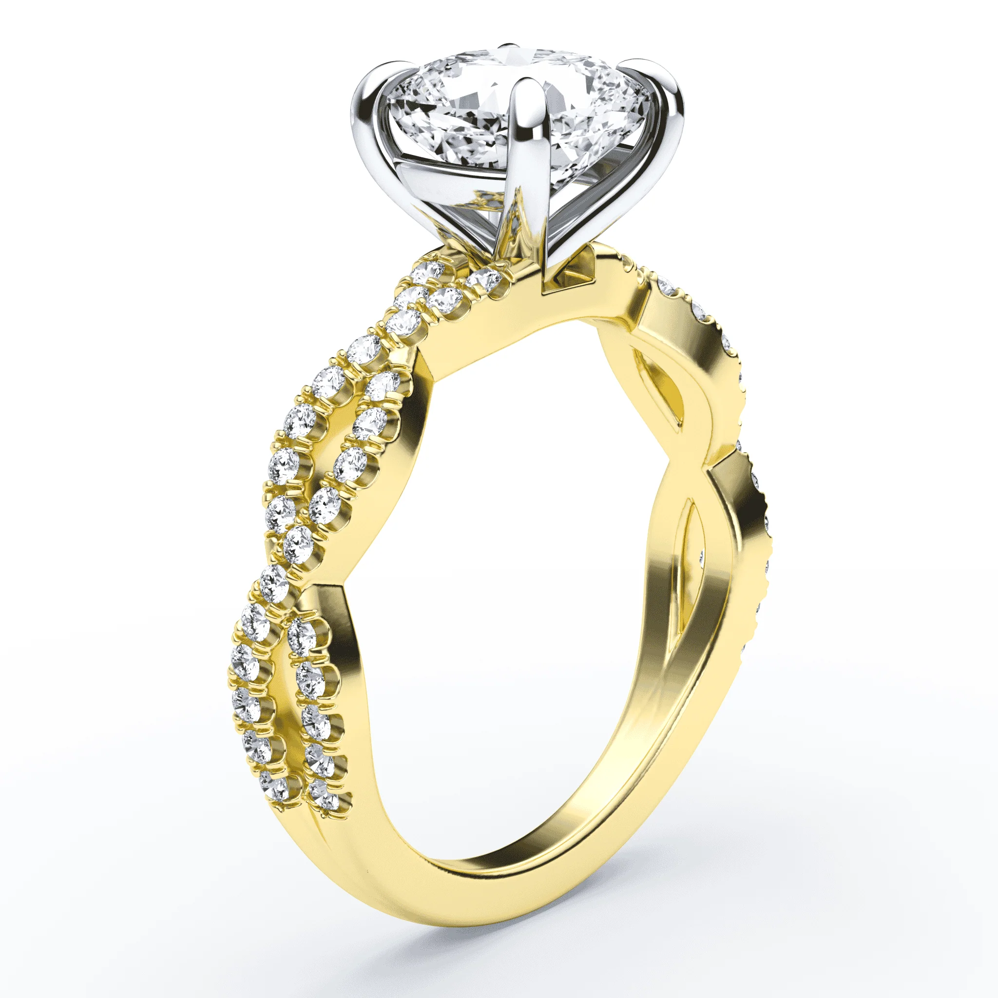 Cushion Cut Double Pave Ring - Image 2
