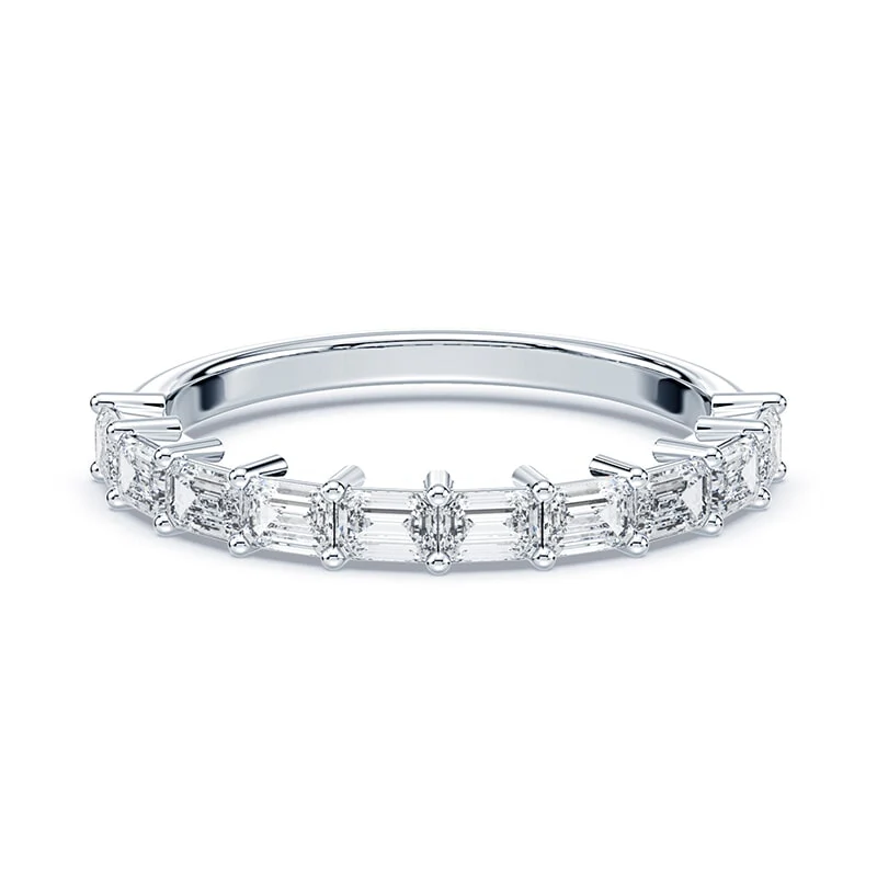 East-West Emerald Cut Lab Diamond Band
