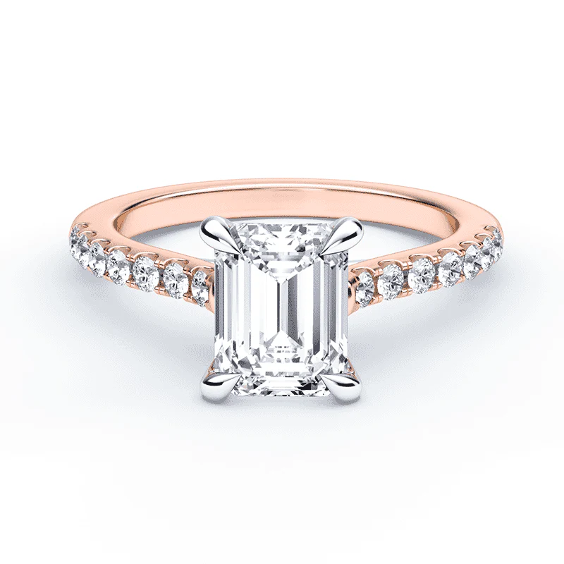 Emerald Cut Mini Cathedral Pave Ring