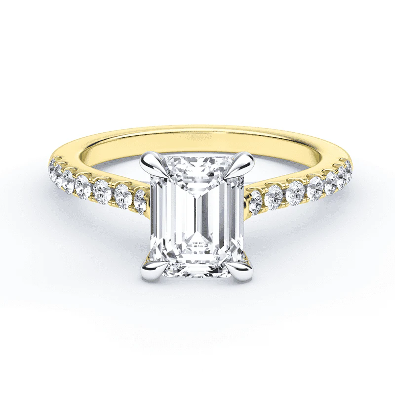 Emerald Cut Mini Cathedral Pave Ring