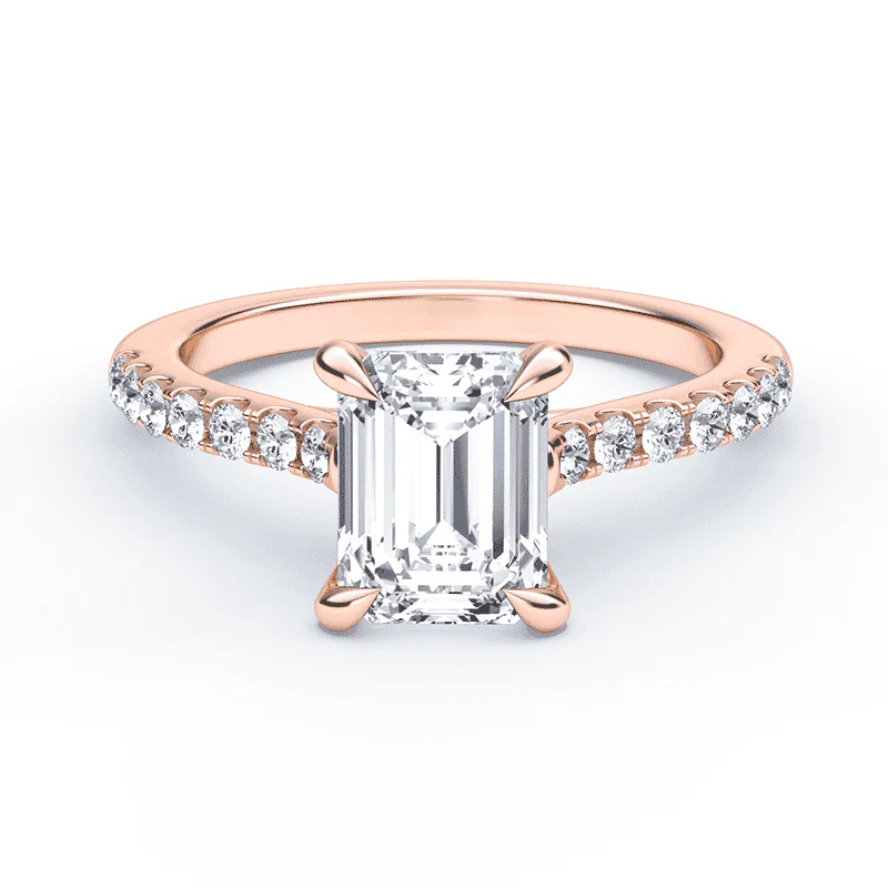 Emerald Cut Mini Cathedral Pave Ring