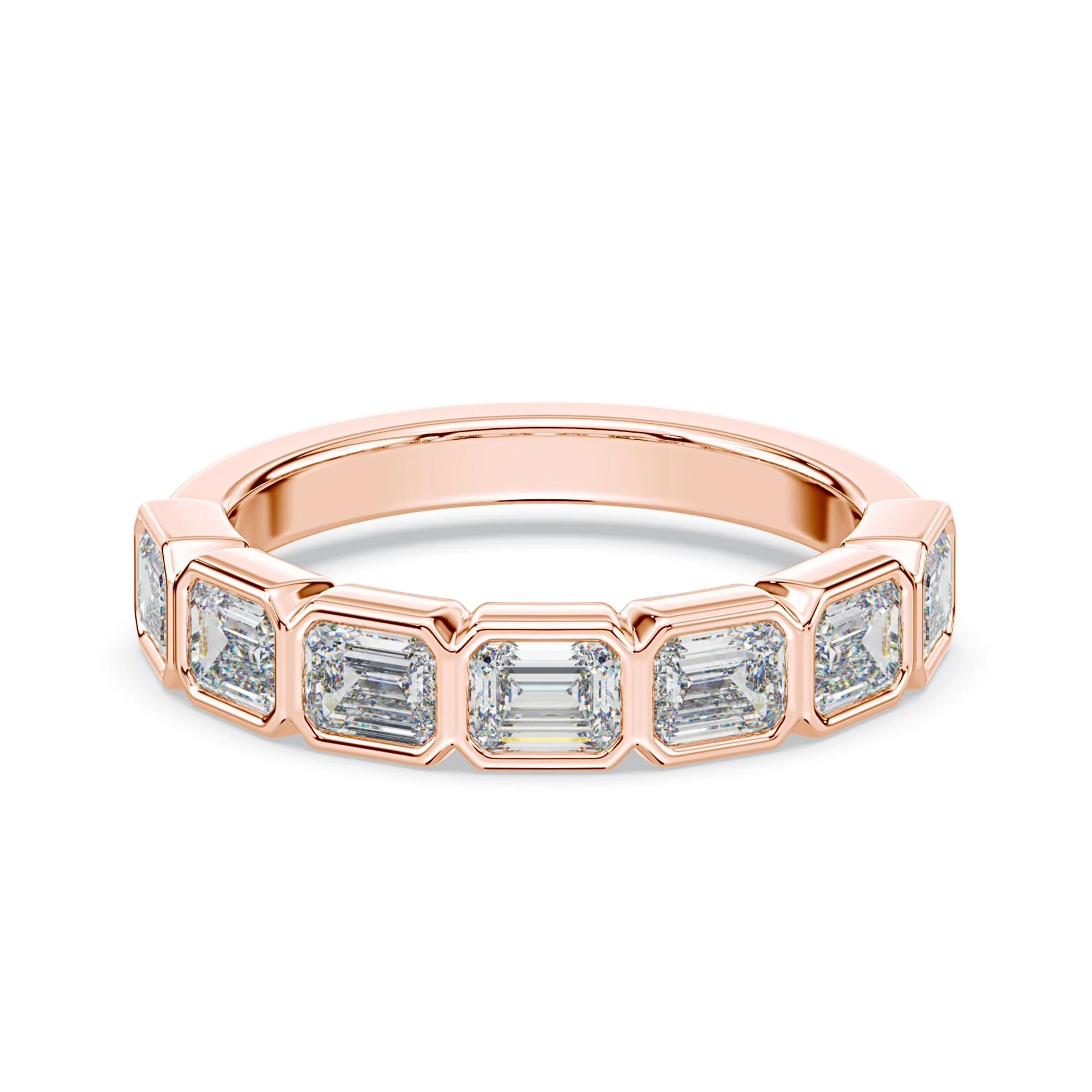 Emerald Cut East-West Bezel Band