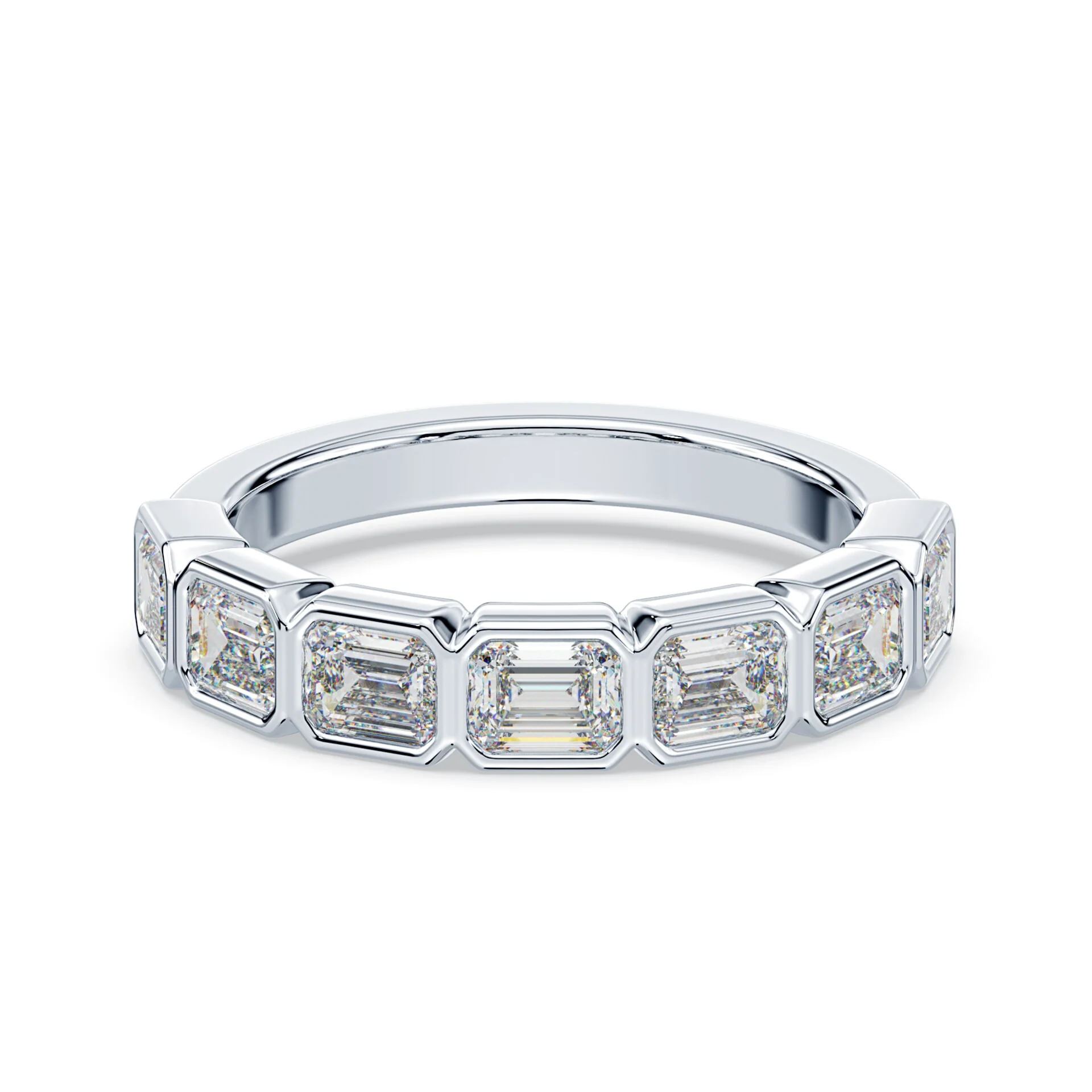 Emerald Cut East-West Bezel Band