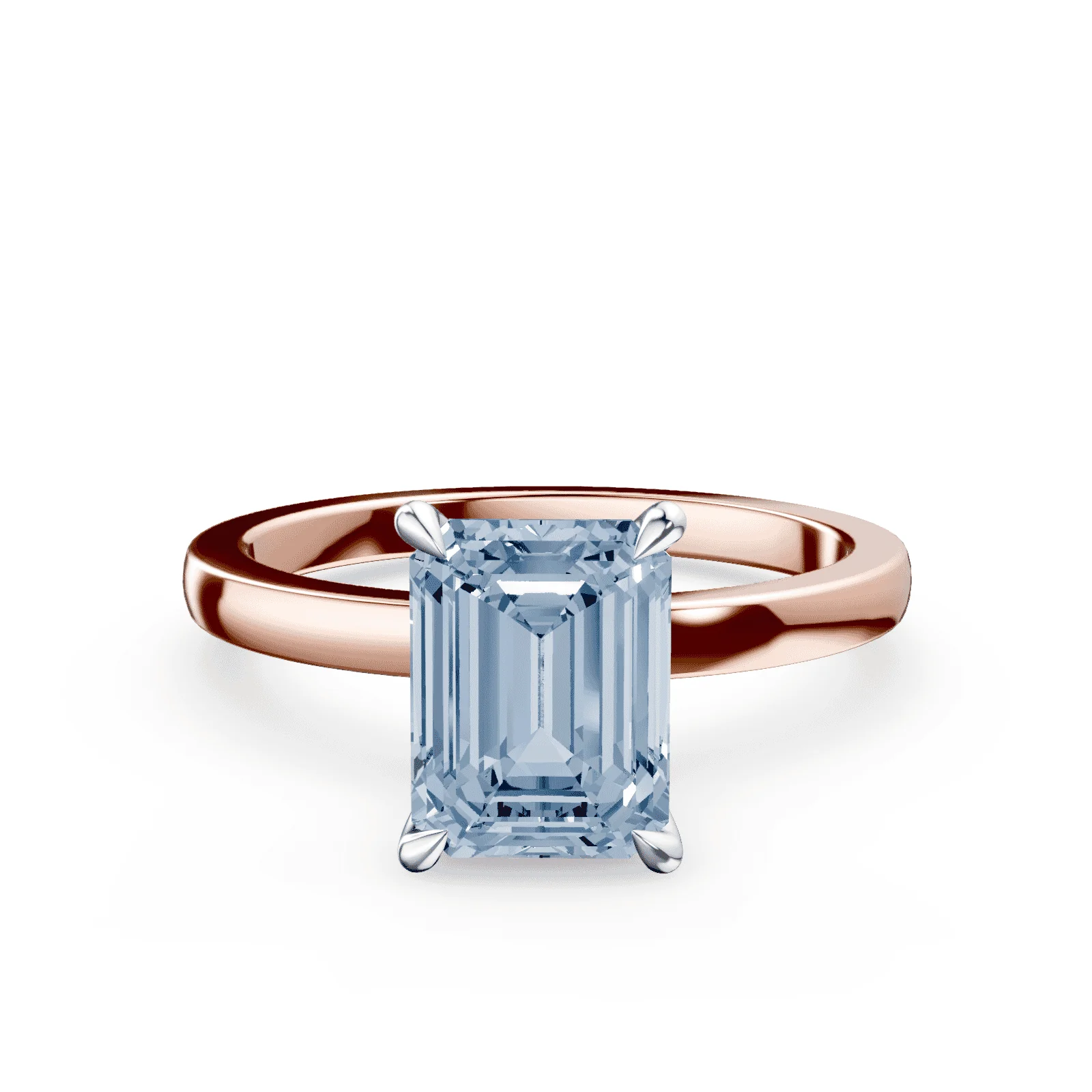 Emerald Cut Blue Diamond Ring