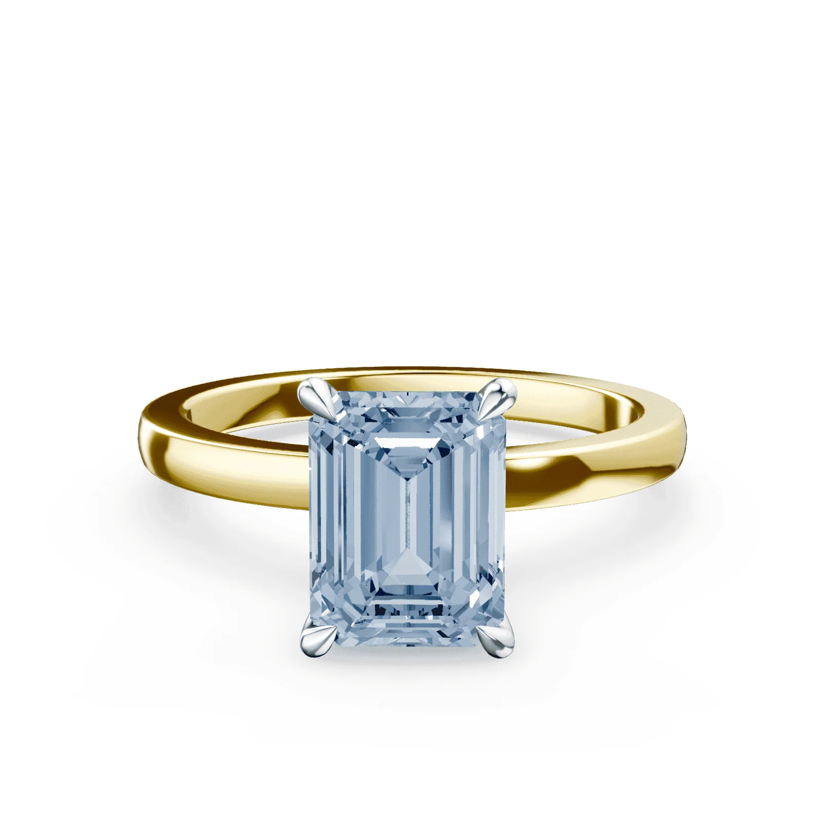 Emerald Cut Blue Diamond Ring