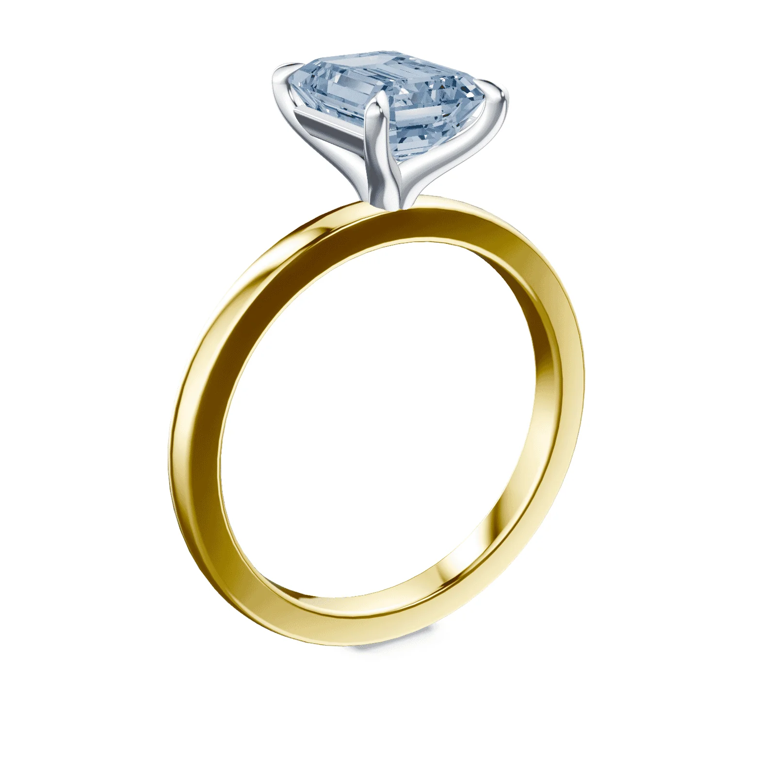 Emerald Cut Blue Diamond Ring - Image 2