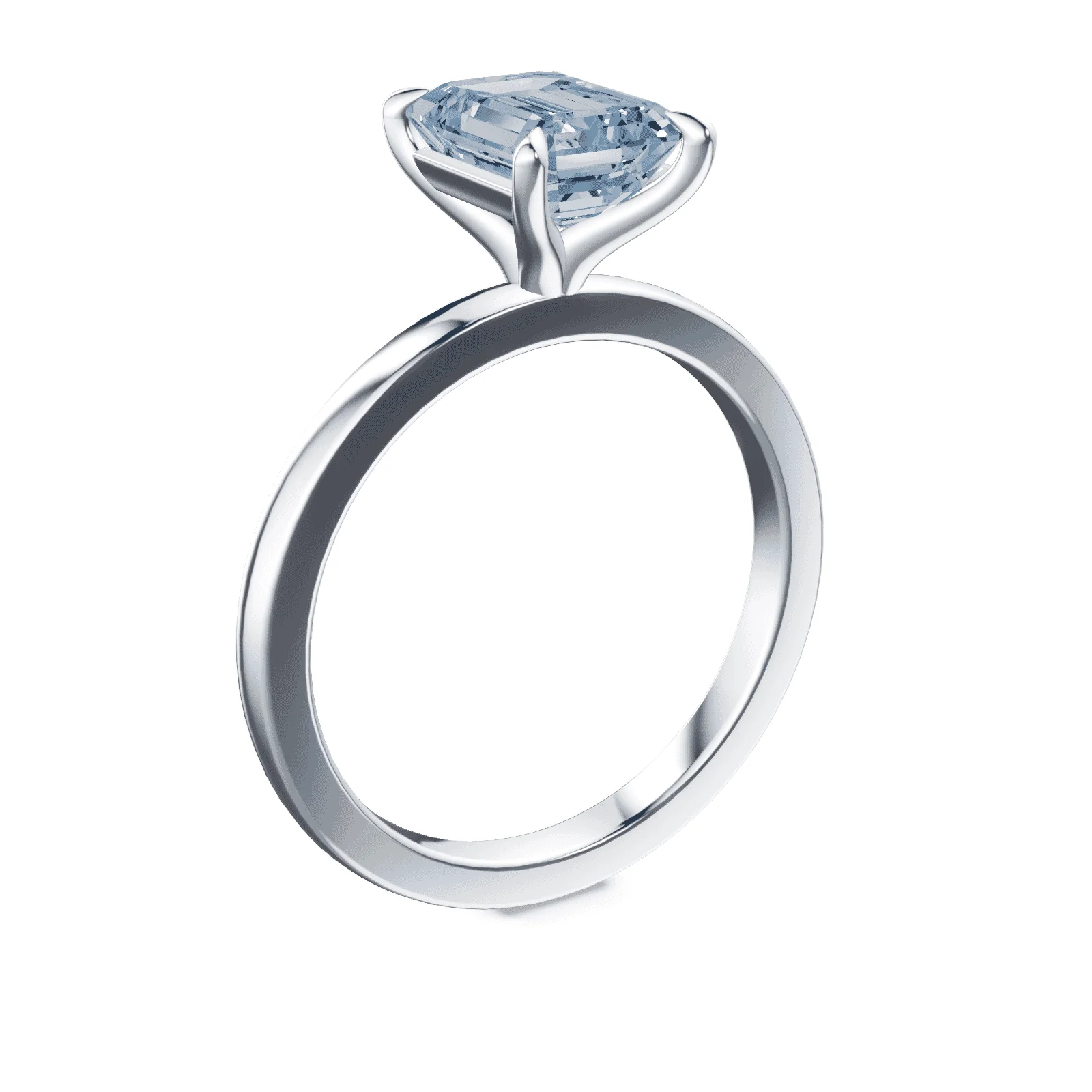 Emerald Cut Blue Diamond Ring - Image 2