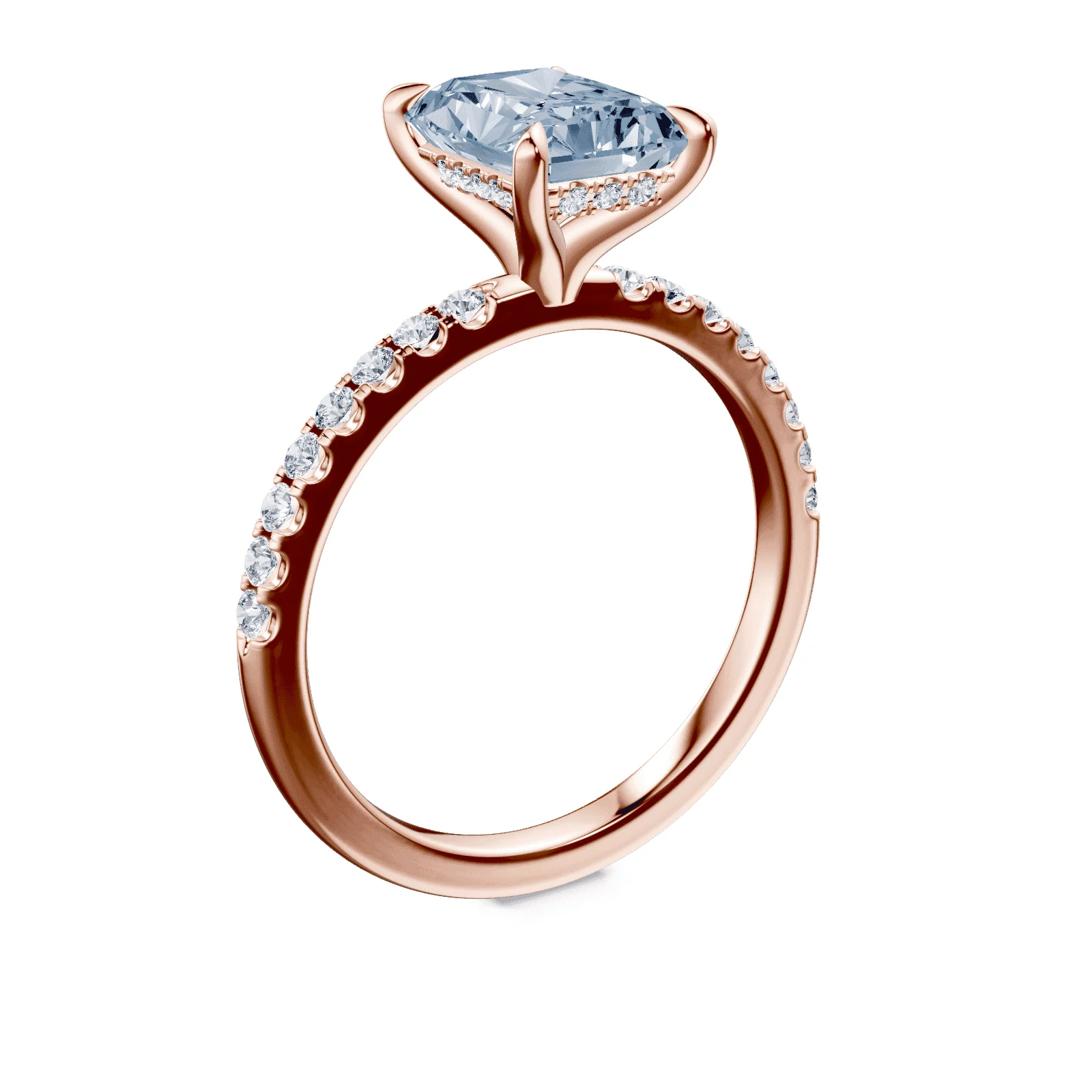 Emerald Cut Blue Diamond Pave Ring - Image 2