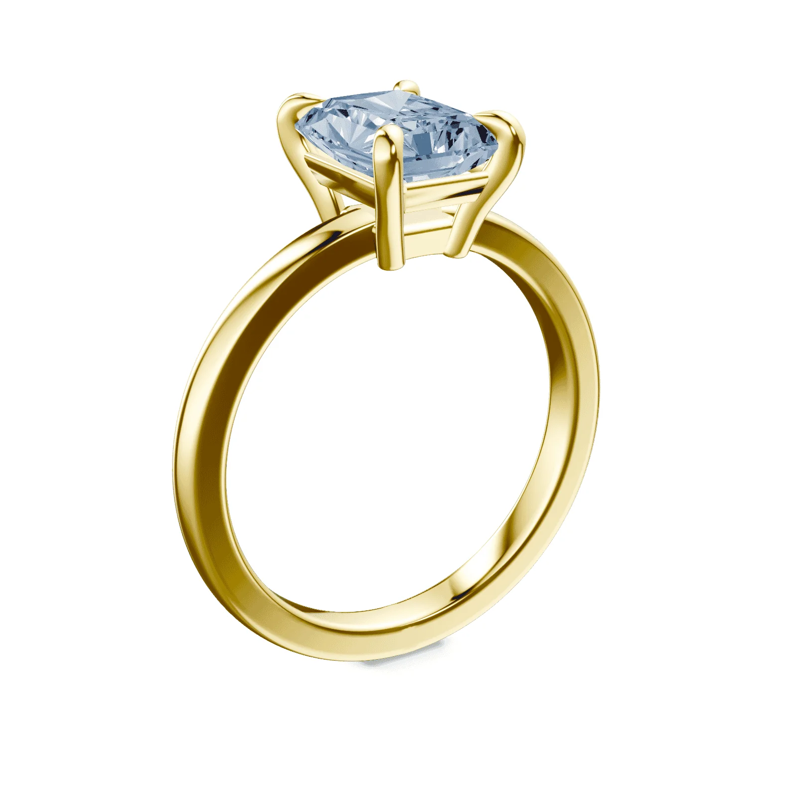 Emerald Cut Low Profile Blue Diamond Ring - Image 2