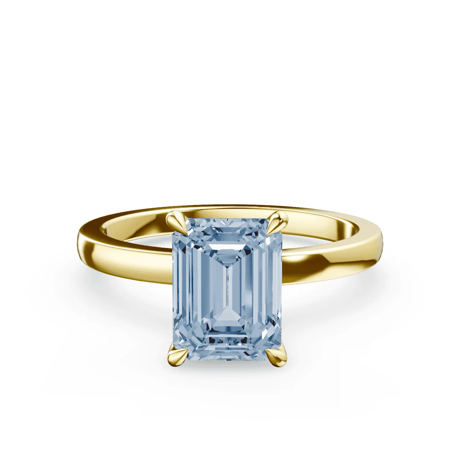 Emerald Cut Blue Diamond Ring