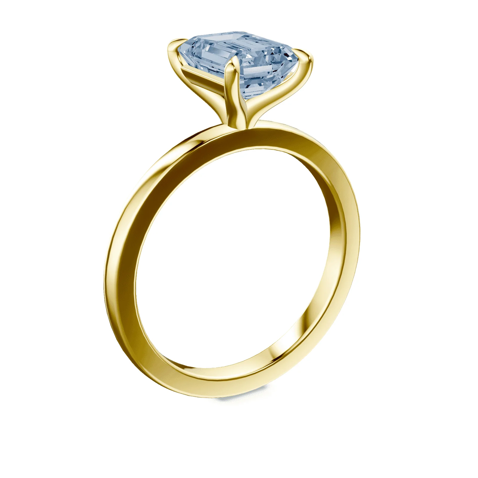 Emerald Cut Blue Diamond Ring - Image 2