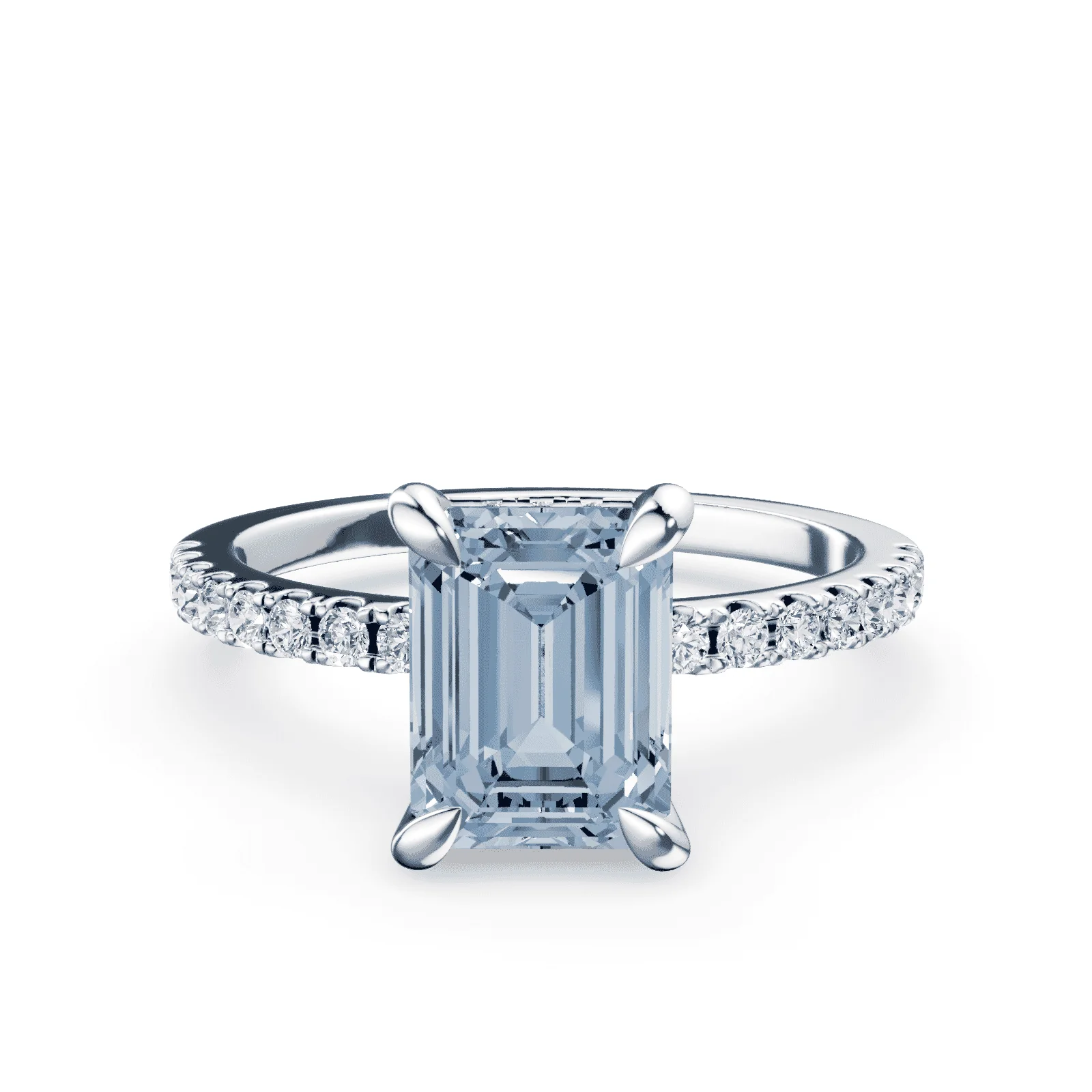 Emerald Cut Low Profile Blue Pave Ring