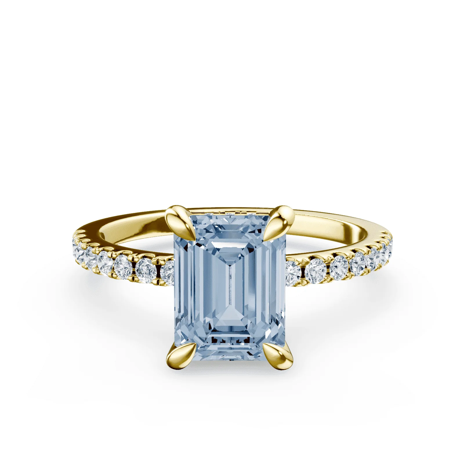 Emerald Cut Low Profile Blue Pave Ring