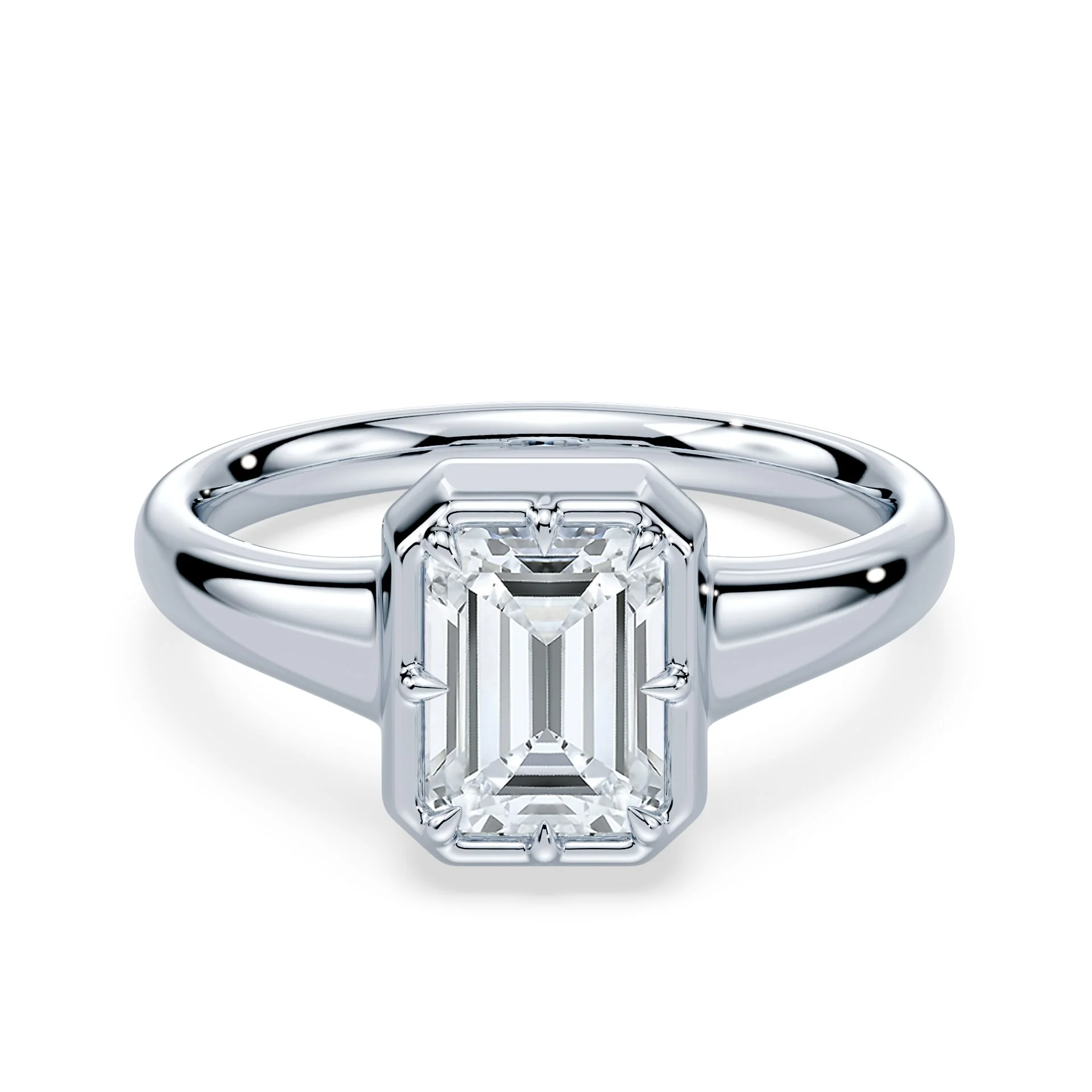 Emerald Cut Button Back Ring