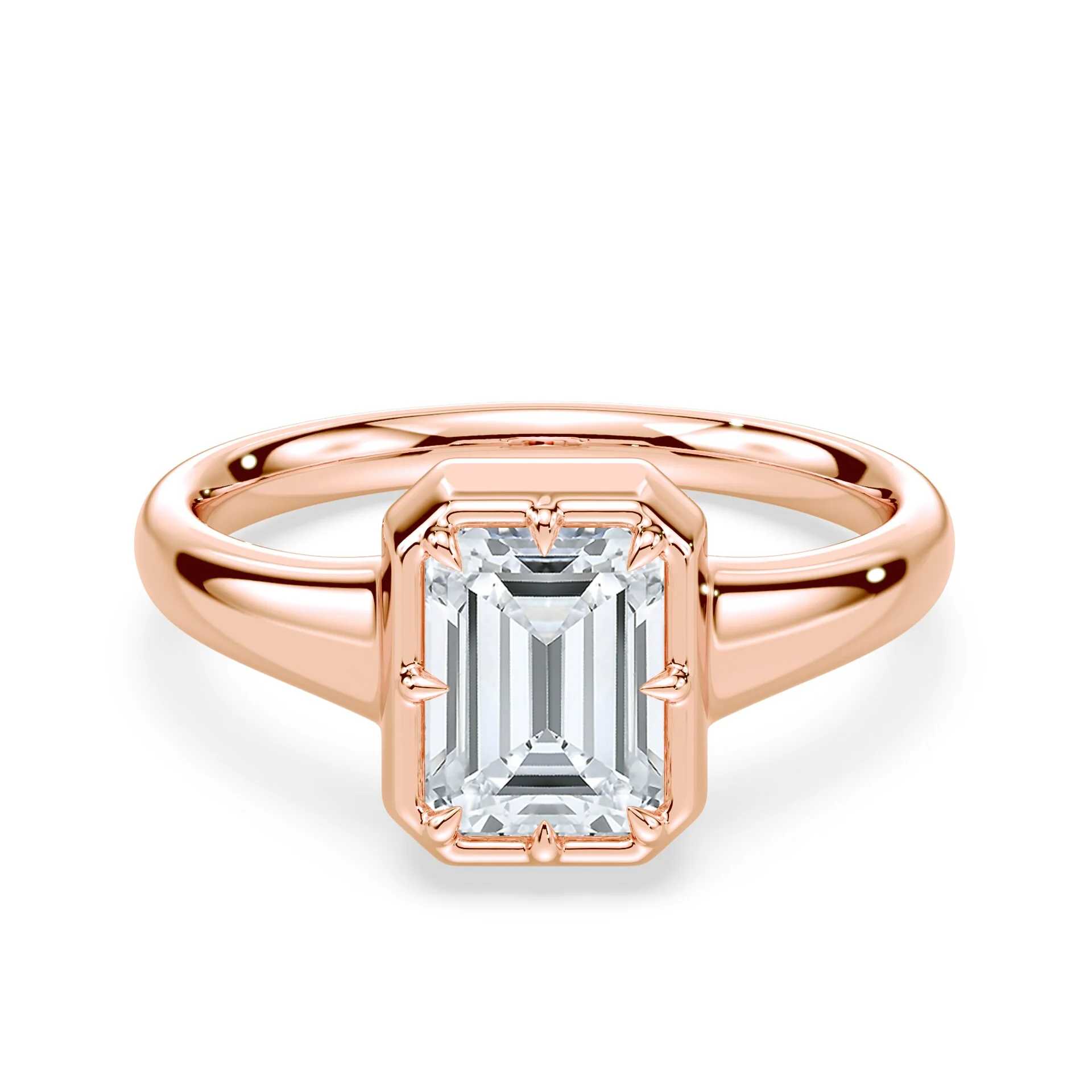 Emerald Cut Button Back Ring